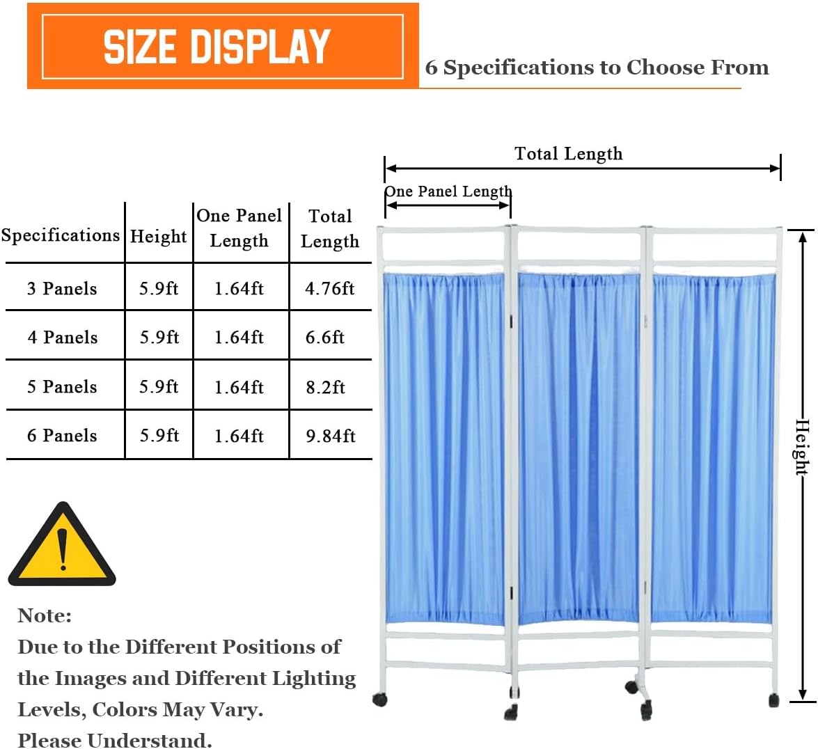 Medical Privacy Screen on Wheels Foldable Medical Room Divider Sturdy Lightweight Privacy Screen for Clinic Hospital Dressing Room Beauty Salon(Brown,3 Panel)