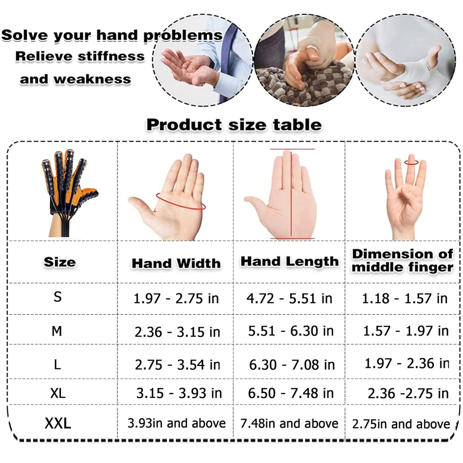 Hand Function Rehabilitation Robot Gloves Finger Training Stroke Hand Splint Upgrade Hemiplegia Stroke Arthritis Glove Finger Rehabilitation Trainer(Size:S code,Color:left hand)