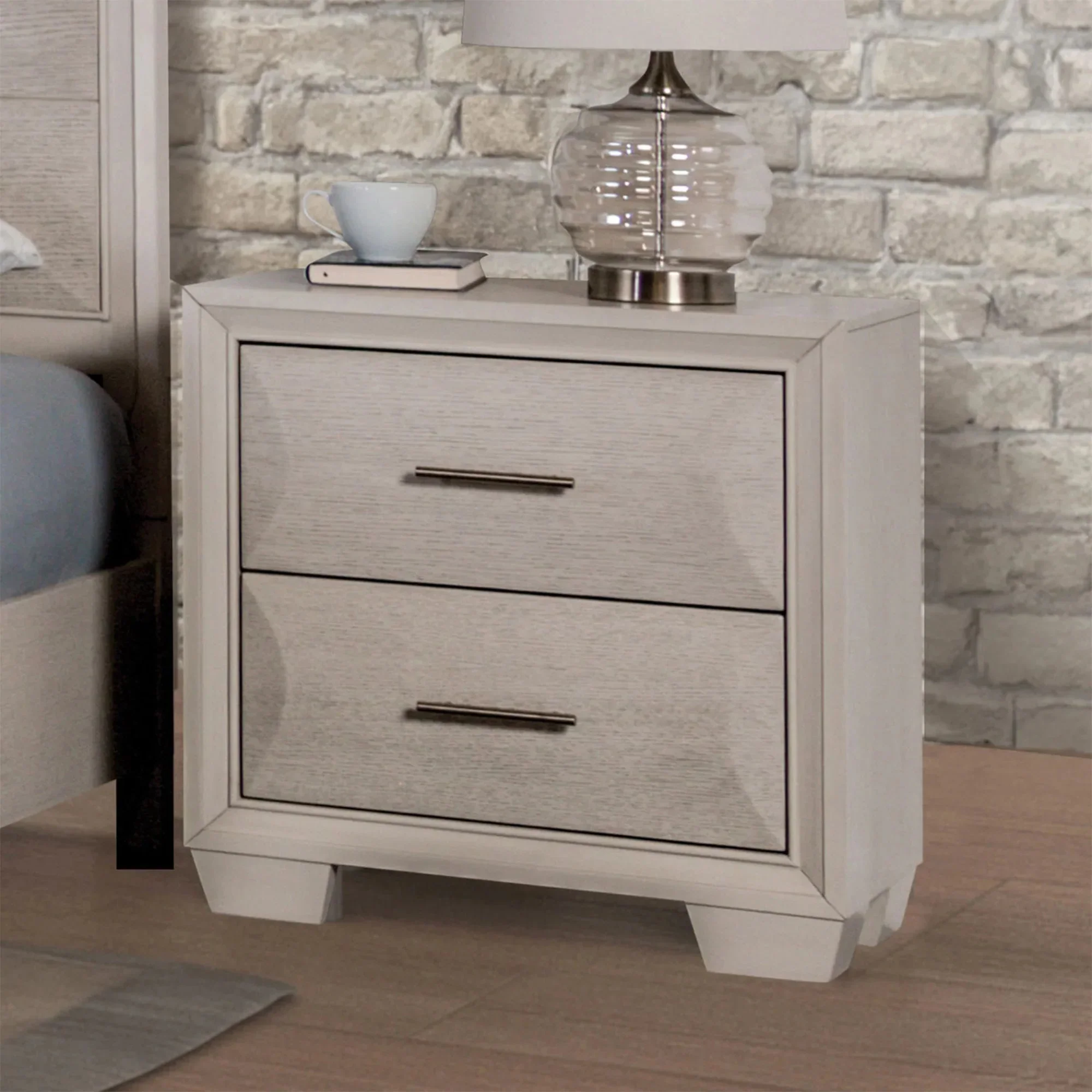Parrot Uncle Hinwitz Transitional Solid Wood 2-Drawer Nightstand