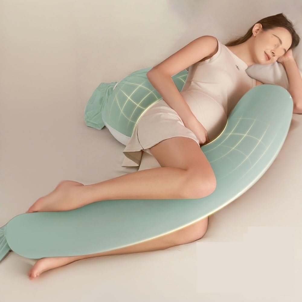 Adjustable Pregnancy Full Body Pillow with Strap, Multi-Functional Maternity Pillow for Sleeping, Back Support and Belly Support, Big Pillow for Pregnant Women and Side Sleepers(Green)