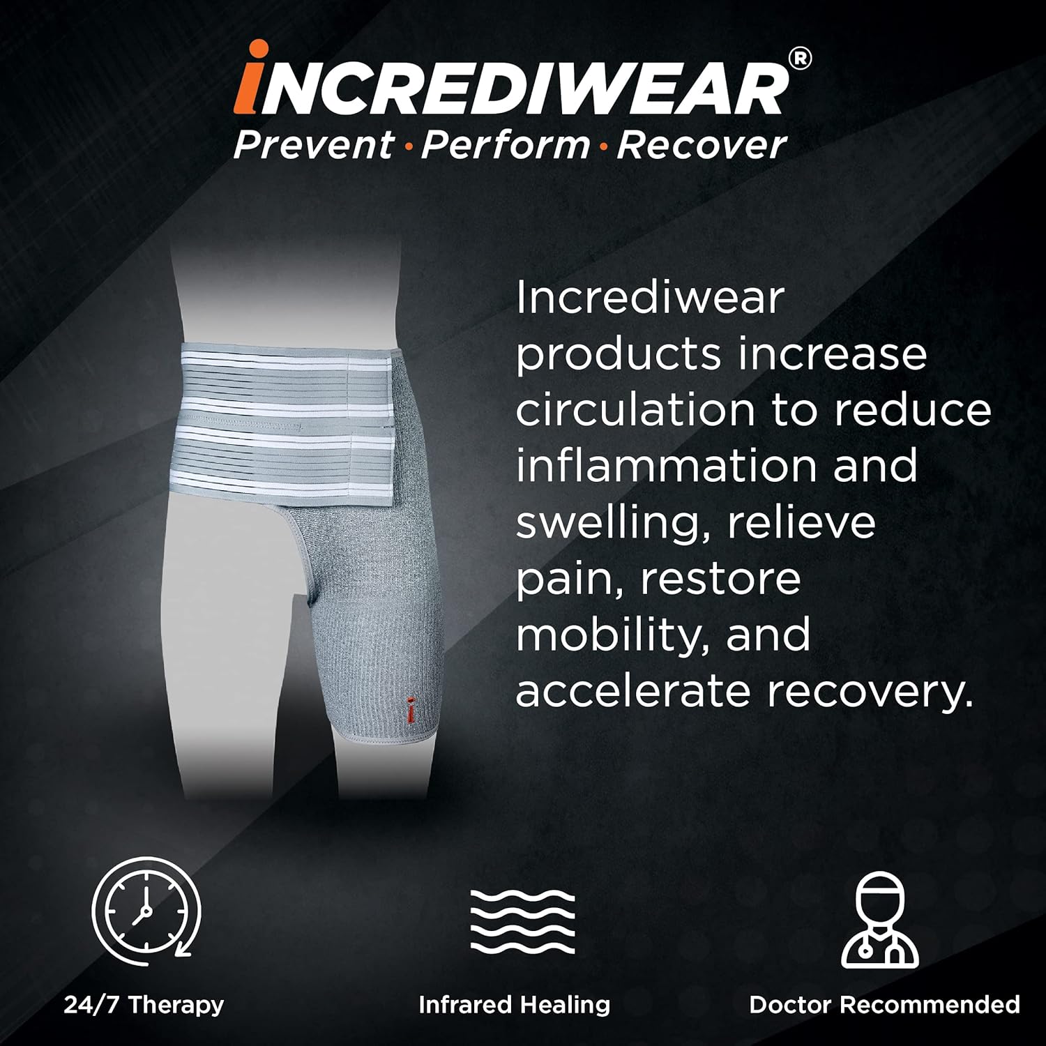 Incrediwear Hip Brace – Hip Brace for Women and Men, Supports Hip Pain Relief and Aids Hip Injury Recovery, Reduces Swelling, Designed for Support, Comfort, & Mobility (Right Leg, XX-Large)