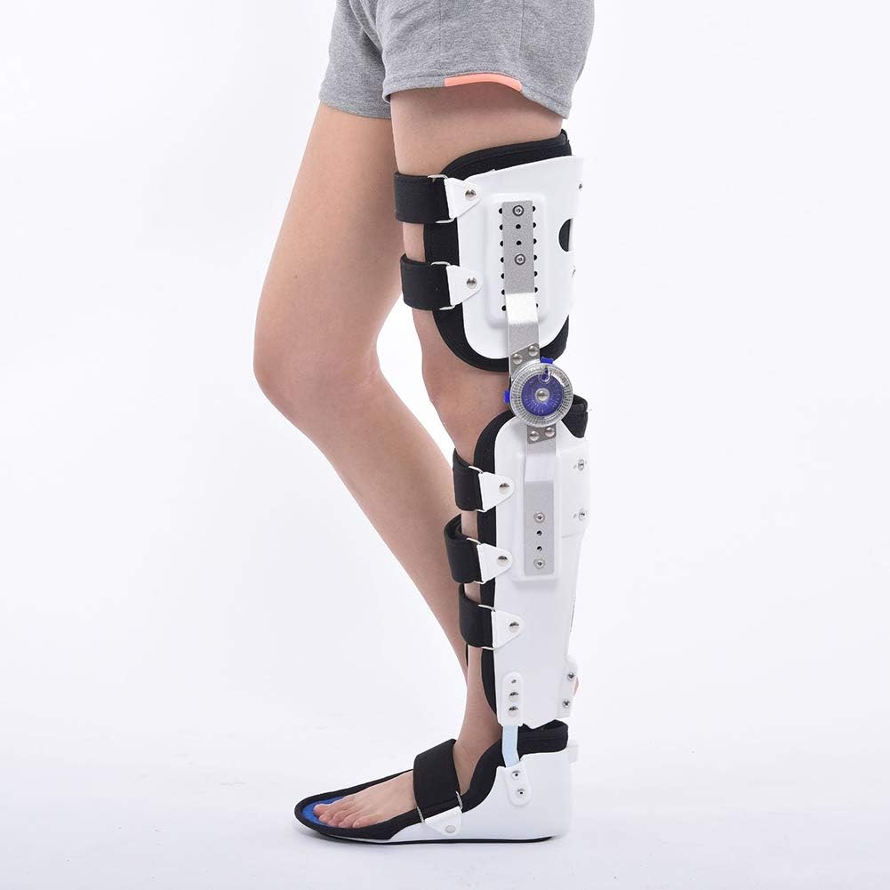 Hinged Knee Foot Support Brace, Adjustable Post Knee Support Orthosis Immobilizer Protector, Full Leg Stabilizer Knee Orthosis Splint (Not Movable Feet Left)