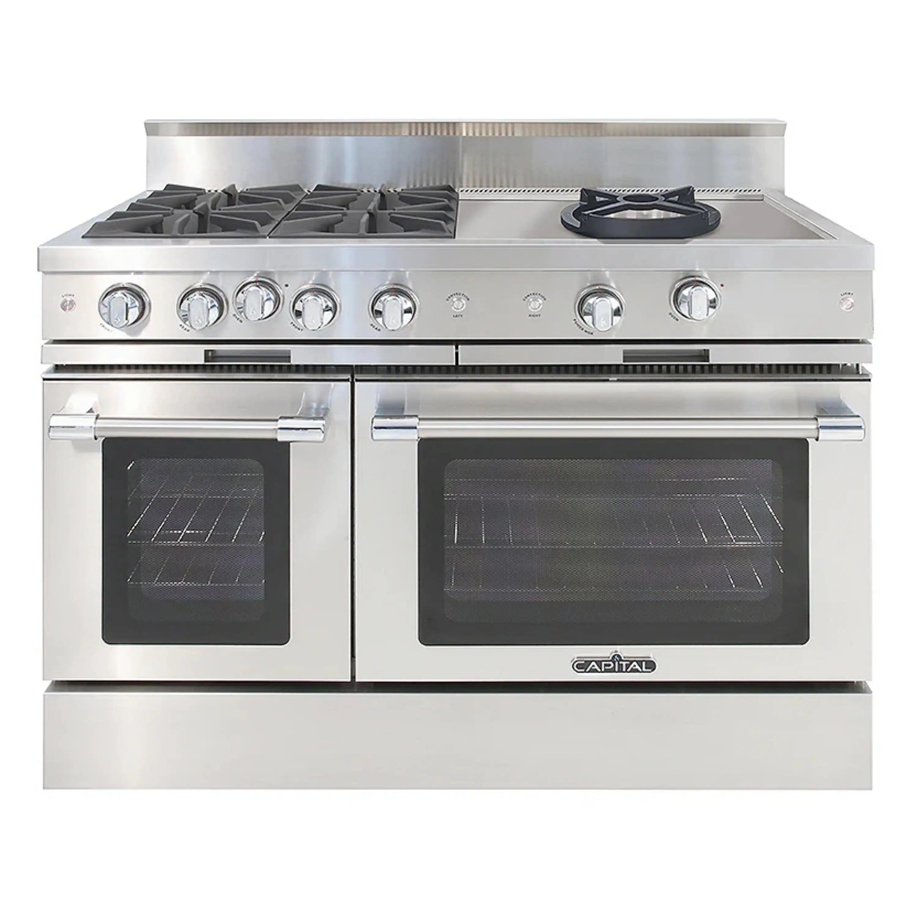 Capital 48-Inch Classic Chef Gas Range in Stainless Steel with 4 Open Burners & 24-Inch Open Burner Wok (MCOR484CW)
