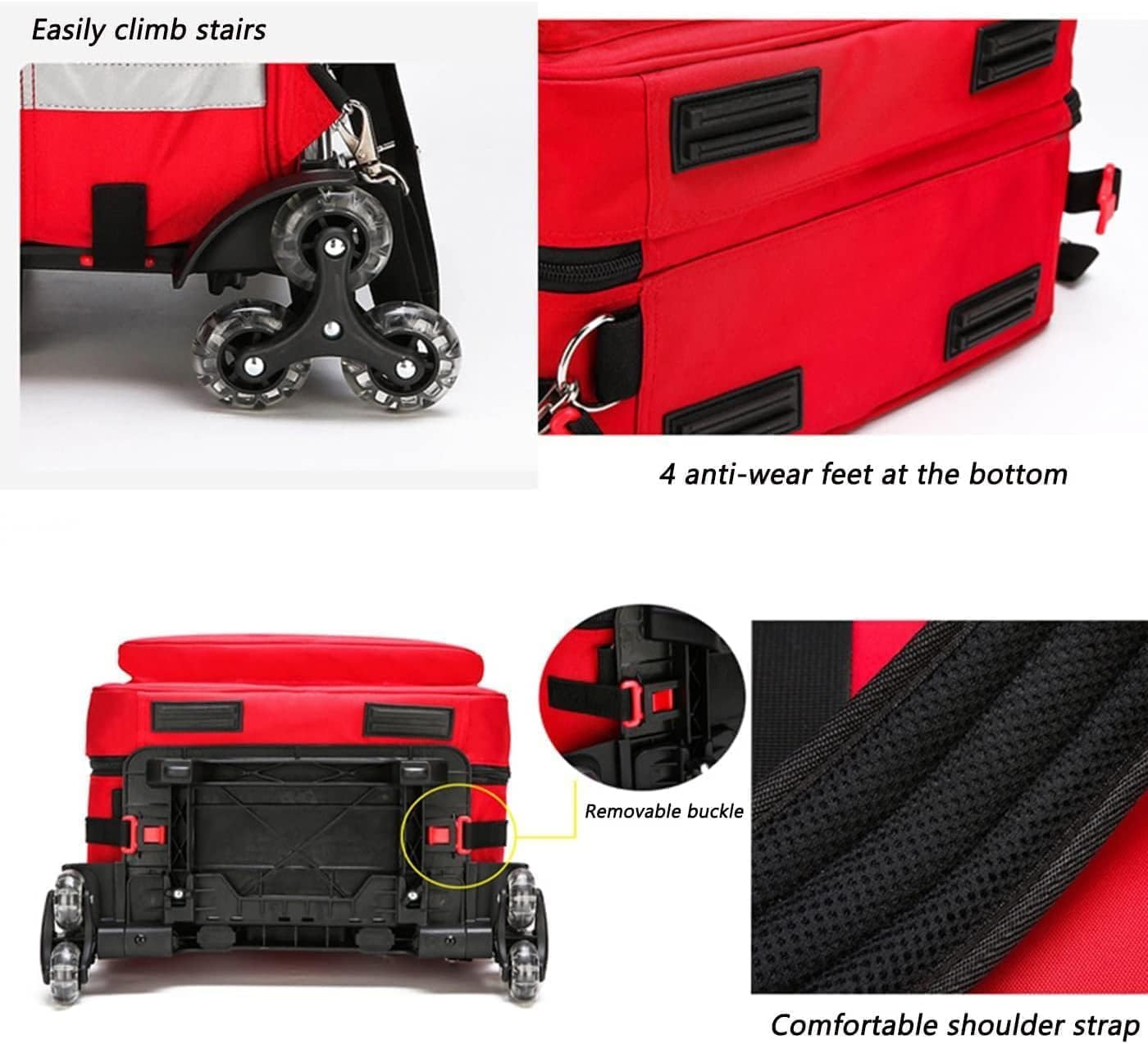 First Aid Backpack, Emergency Responder Trauma Bag Empty, Large Capacity Medical Back Pack, with Detachable Trolley, for Outdoor Hiking, Backpacking, Camping, Traveling