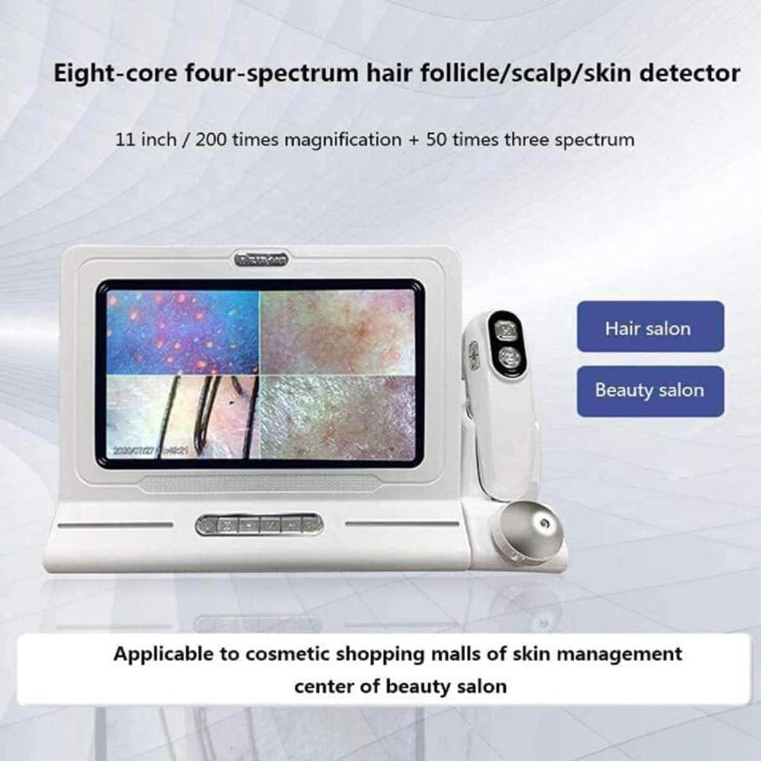 11 Inches Skin Diagnosis Hair Analyzer Machine with HD LCD Screen Digital Skin Detector Moisture Tester, Four-Picture Comparison & 16G Storage for Home Spa Salon Use