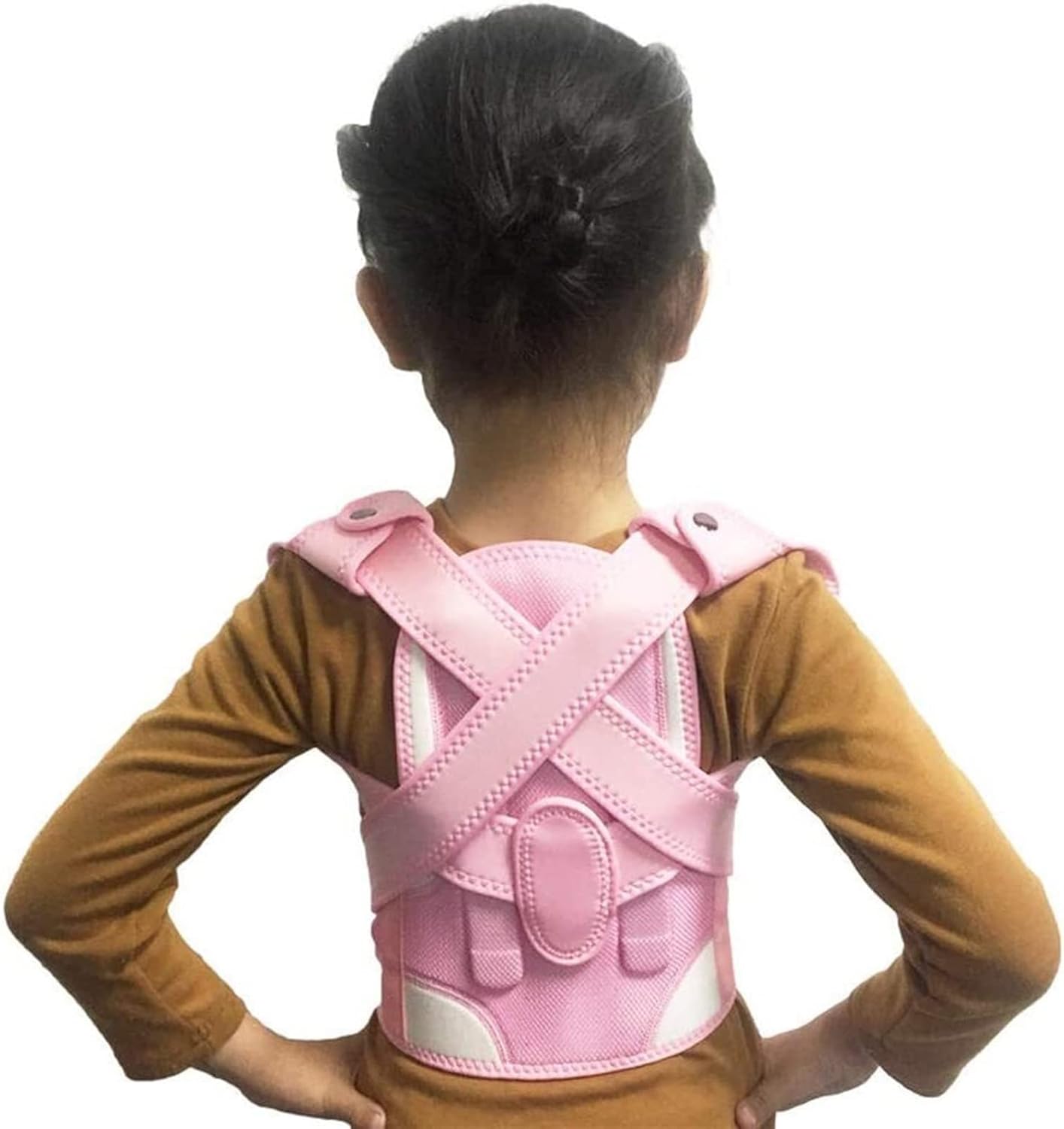 Posture Corrector Back Support Children for Posture Correction Upper Back Clavicle Brace, for Kyphosis, Chest Slouching and Humpback, Improving Posture Back,Pink-X,Pink-X