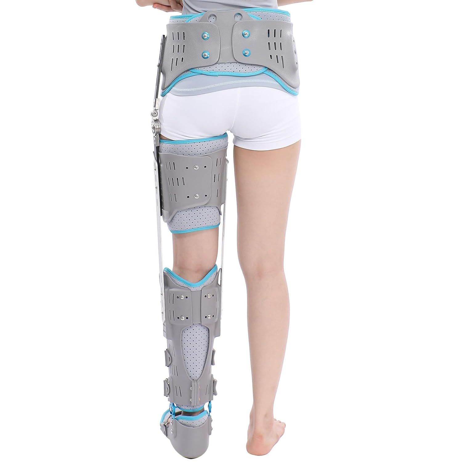 Adjustable Knee Joint Fixed Brace, ROM Full Leg Rehabilitation Splint, Knee Ankle Orthosis Fully Support Lmmobilizer, Breathable Secure Support for Women Men(right)