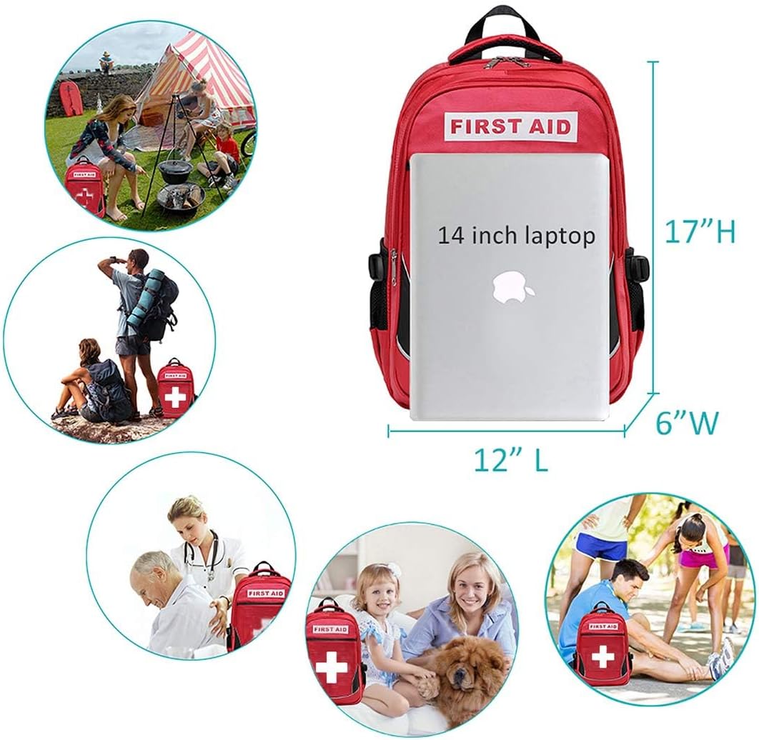 First Aid Bag Empty Red Emergency Medical Bag First Responder Trauma Multi-Pocket Traveling Field Trips Camping Essentials (Red, Pack of 10)