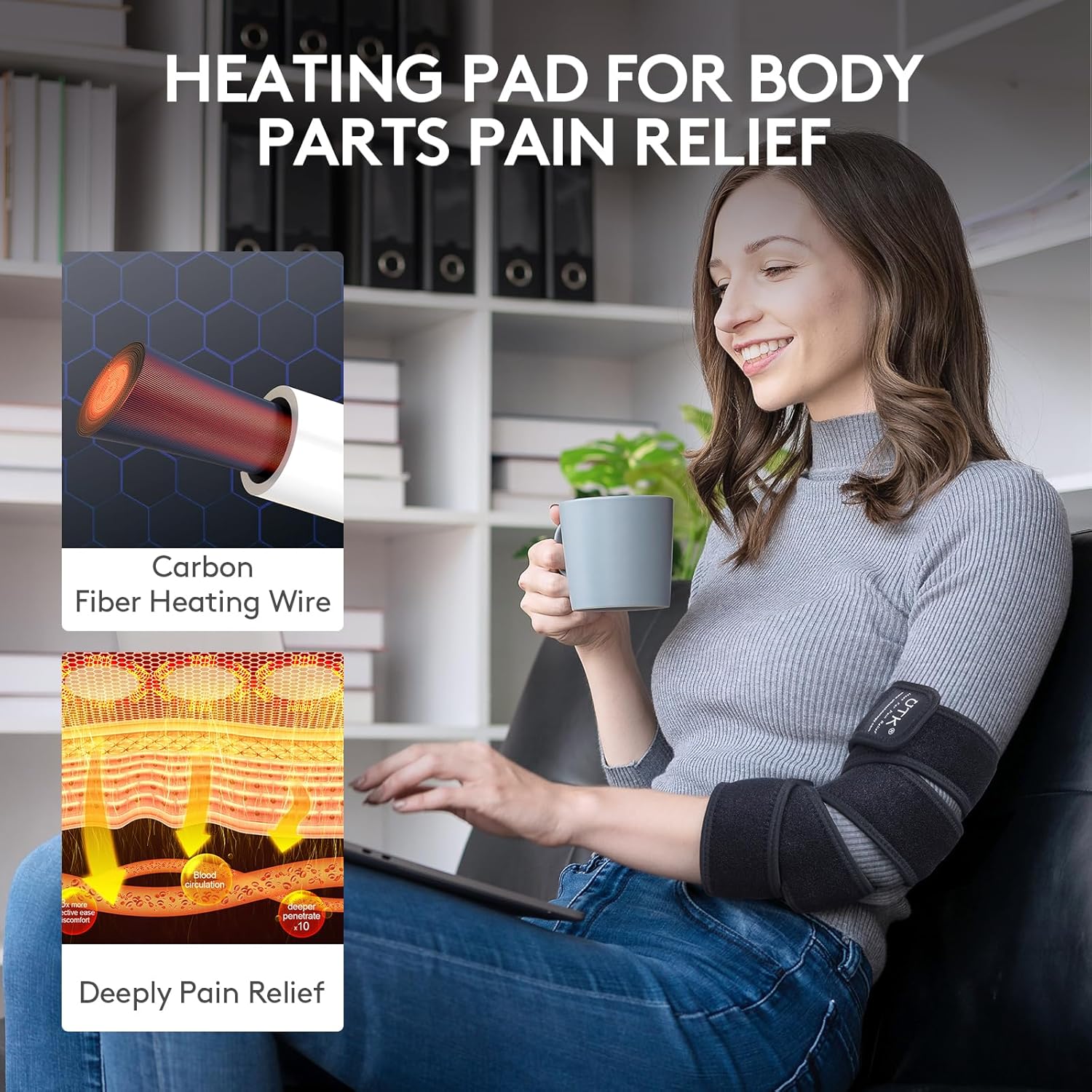 UTK Far Infrared Heating Pad, Heated Wrap with Jade for Arm Joint Elbow, Fast Heating, FSA-HSA Eligible, Hotter to 159℉, 4H Auto Off & Memory Function, 120