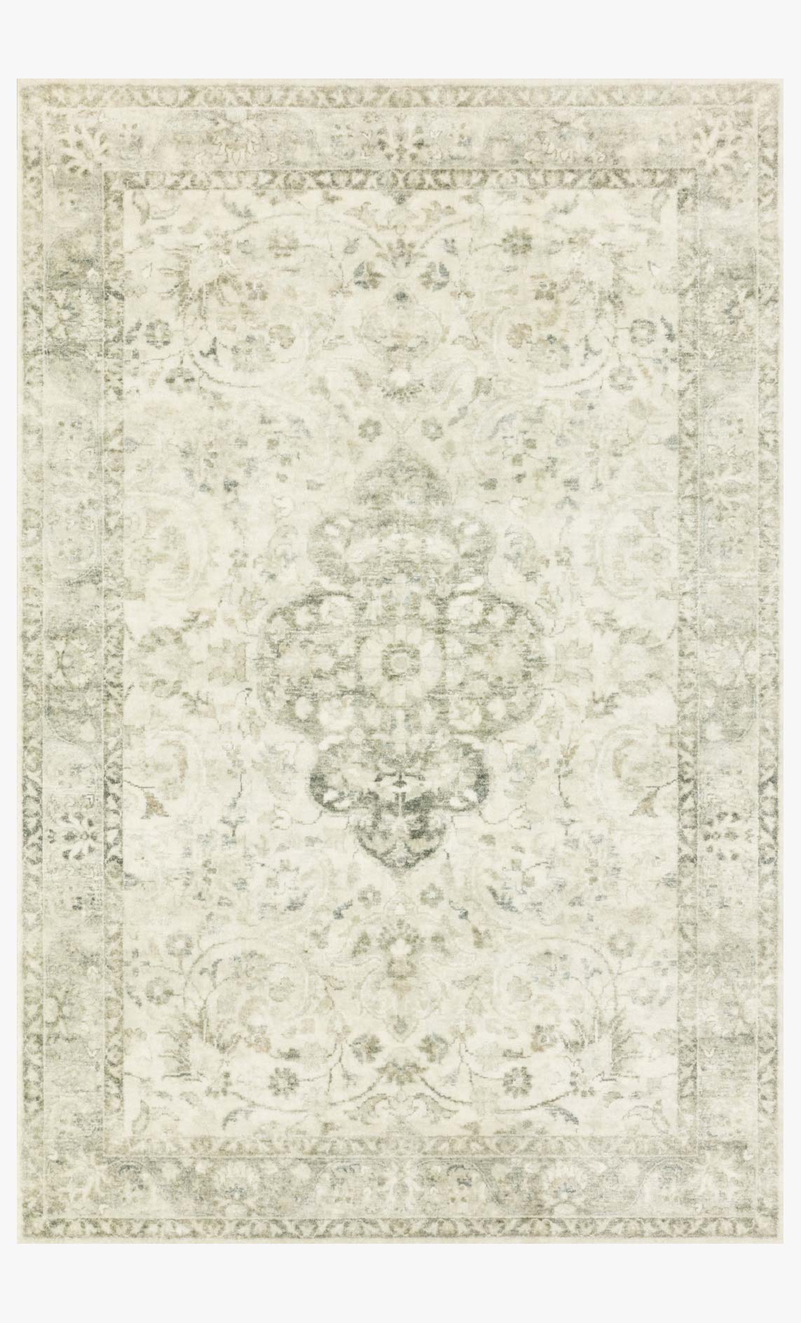 Loloi II Rosette Collection - Traditional Power Loomed Rug in Ivory & Silver (ROS-02)