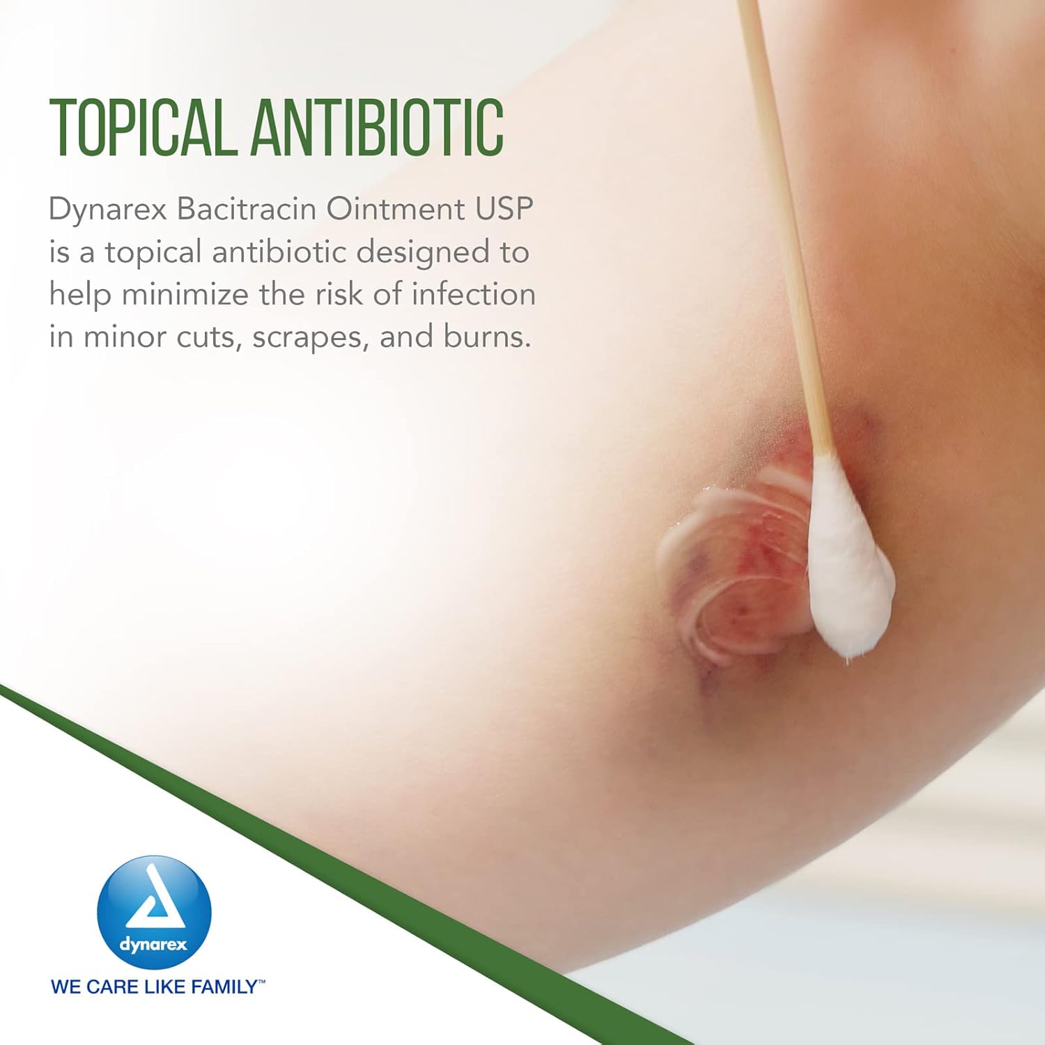 Dynarex Bacitracin Topical Ointment USP - First Response Wound Care Supplies for Minor Cuts, Scrapes & Burns - Helps Keep Wounds Clean - 1 Case - 72 Count, 1 oz. Tubes