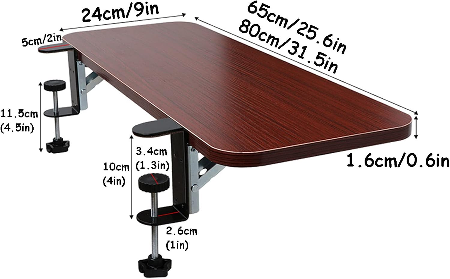 Foldable Desk Keyboard Extender,Ergonomic Keyboard Tray,Black Keyboard Armrest Shelf Stand,Elbow Arm Support,with C clamp,Black-65 * 24cm/25.6 * 9inch