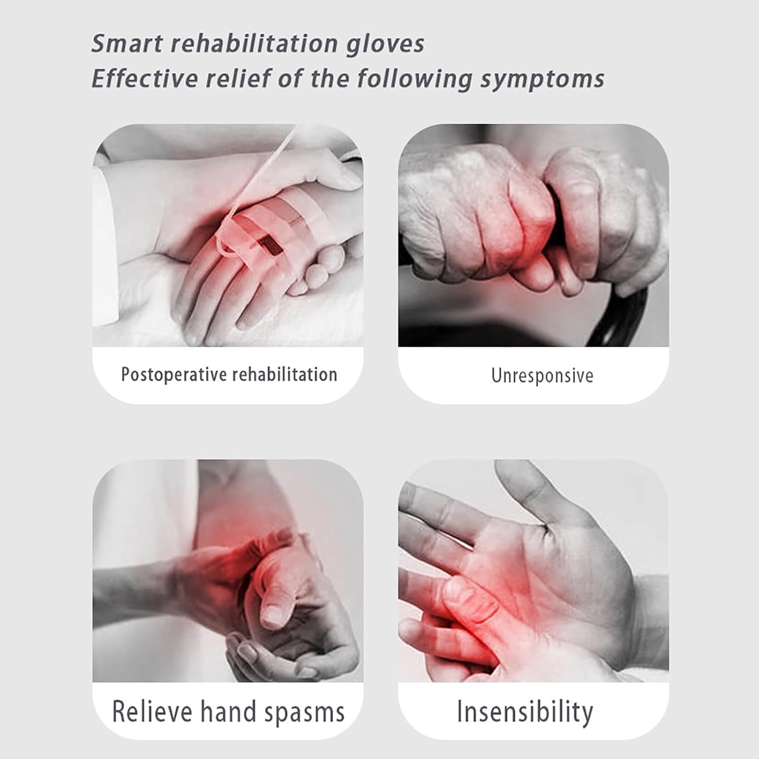 Hand Rehabilitation Robot Gloves, Stroke Therapy Equipment Hand Splint Finger Orthosis, HD LED Large Screen, Adjustable Strength, Five-Finger Training