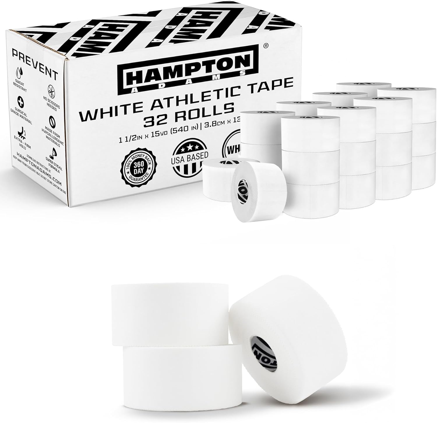 Value Package | 3 Pack + 32 Bulk Pack | As Seen on Shark Tank | Original Athletic Sports Tape | 45ft Rolls Very Strong Easy Tear NO Sticky Residue | Best Tape for Athlete & Medical Trainers