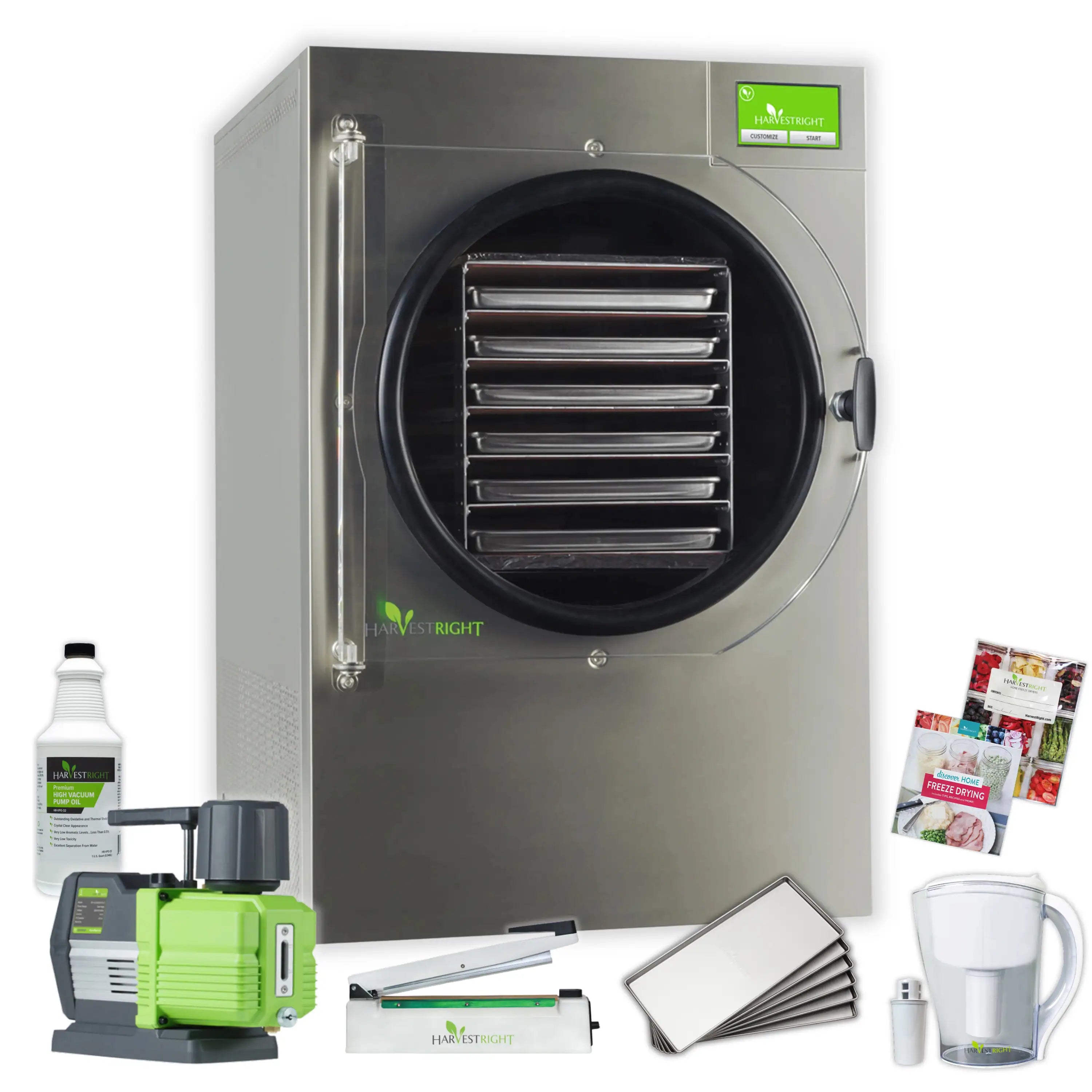 Harvest Right Home Freeze Dyer with Premier Vacuum Pump, 6 Tray & Mylar Starter Kit in Stainless Steel, Large (N-HRFDLSS-PP)
