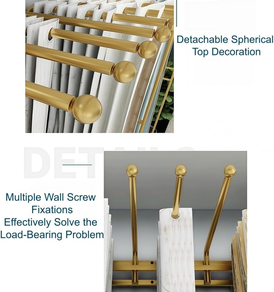 Wall-Mounted Metal Fabric Display Rack, Wall-Mounted Curtain Sample Hanger with 180° Swivel Arms for Drapes, Leather, and Textile Swatches Display(Black,47.2