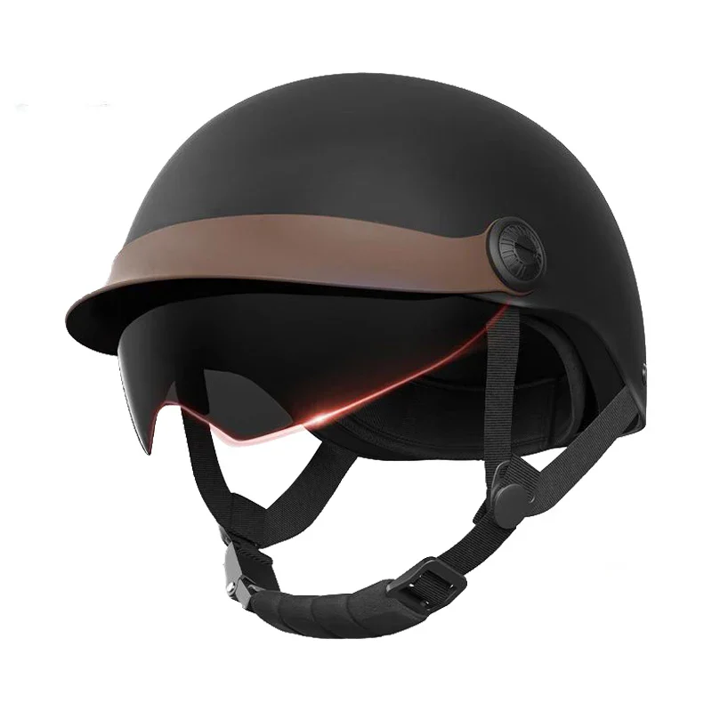 Retro Matte Motorcycle Half Helmet with Sun Visor