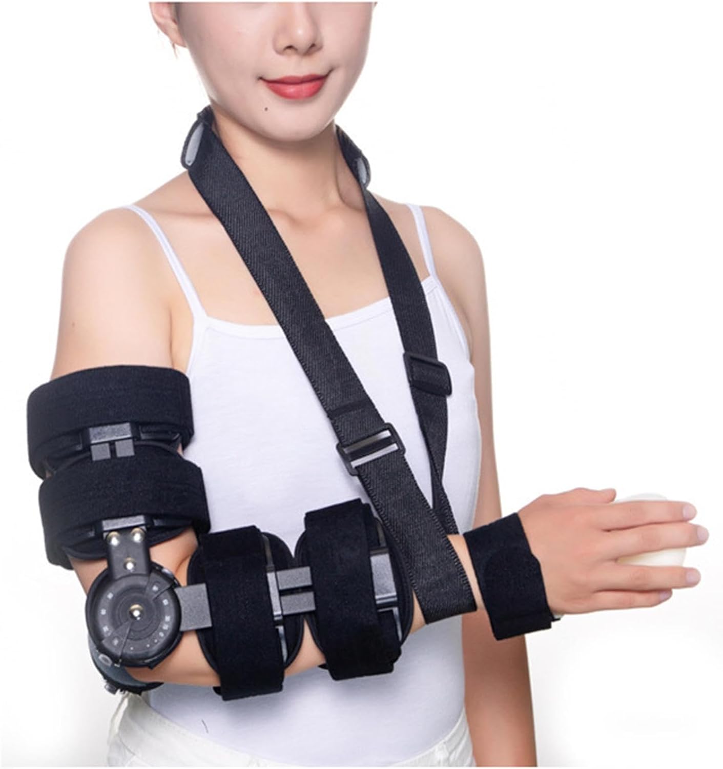 Elbow Brace,Hinged Adjustable Post OP Elbow Brace Support with Shoulder Sling Stabilizer Splint,Fixed Elbow,Arm Injury Recovery Support After Surgery