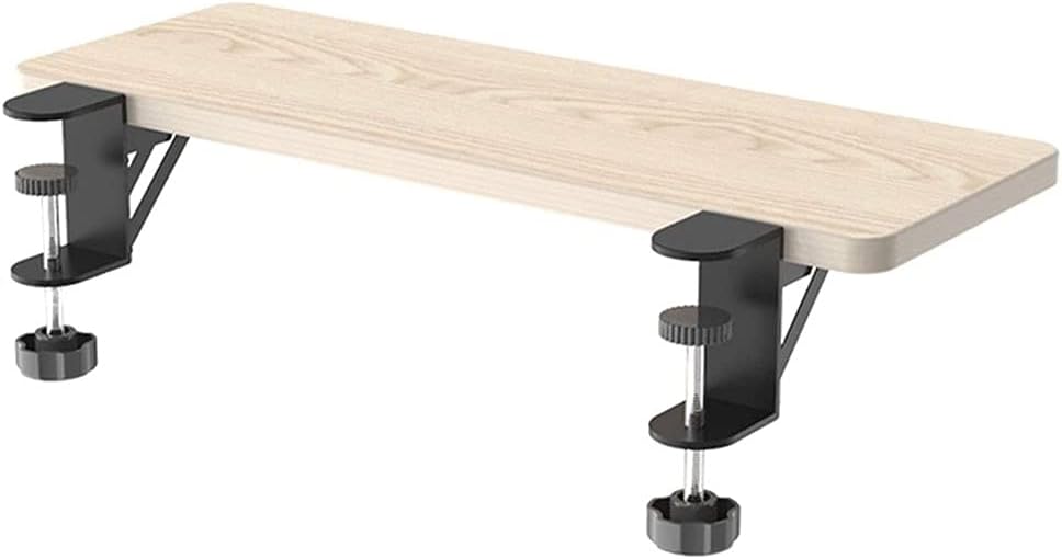 Elbow Rest for Desk Clip-On Keyboard Tray Desk Extender Tray Punch-Free Expansion Board Table Mount Foldable Armrest Shelf Stand Slide Computer Elbow Arm Support,Beige-64x24cm/25.2inx9.4in