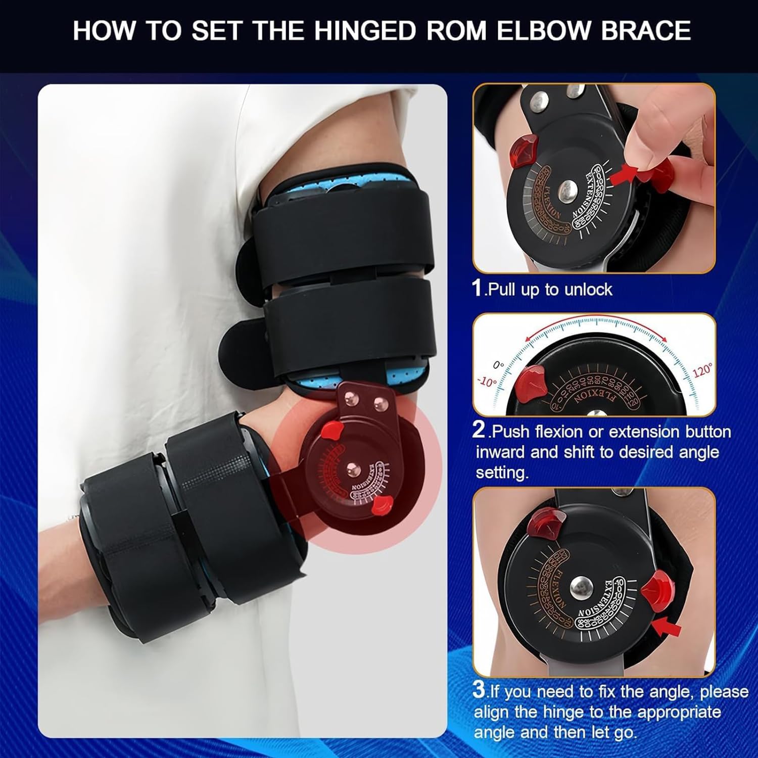 Carbon Fiber Hinged ROM Elbow Brace, Adjustable Post-Surgery Stabilizer Splint for Arm Injury Recovery, Ligament and Tendon Repairs, Fracture and Biceps Support (Ambidextrous)