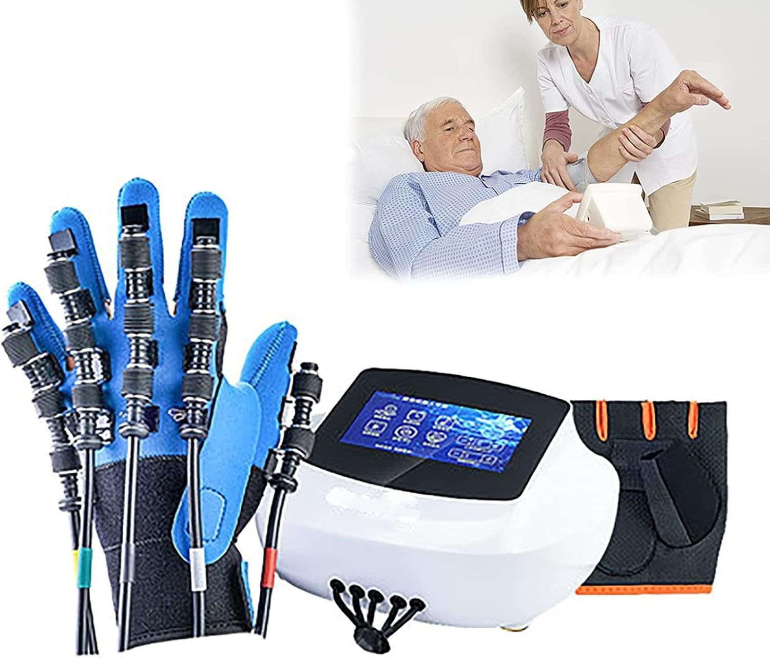 Rehabilitation Robot Gloves Long-Term Relief Finger Cramps for Stroke Hemiplegia Hand Function Recovery Relief Finger Cramps,Left-XL