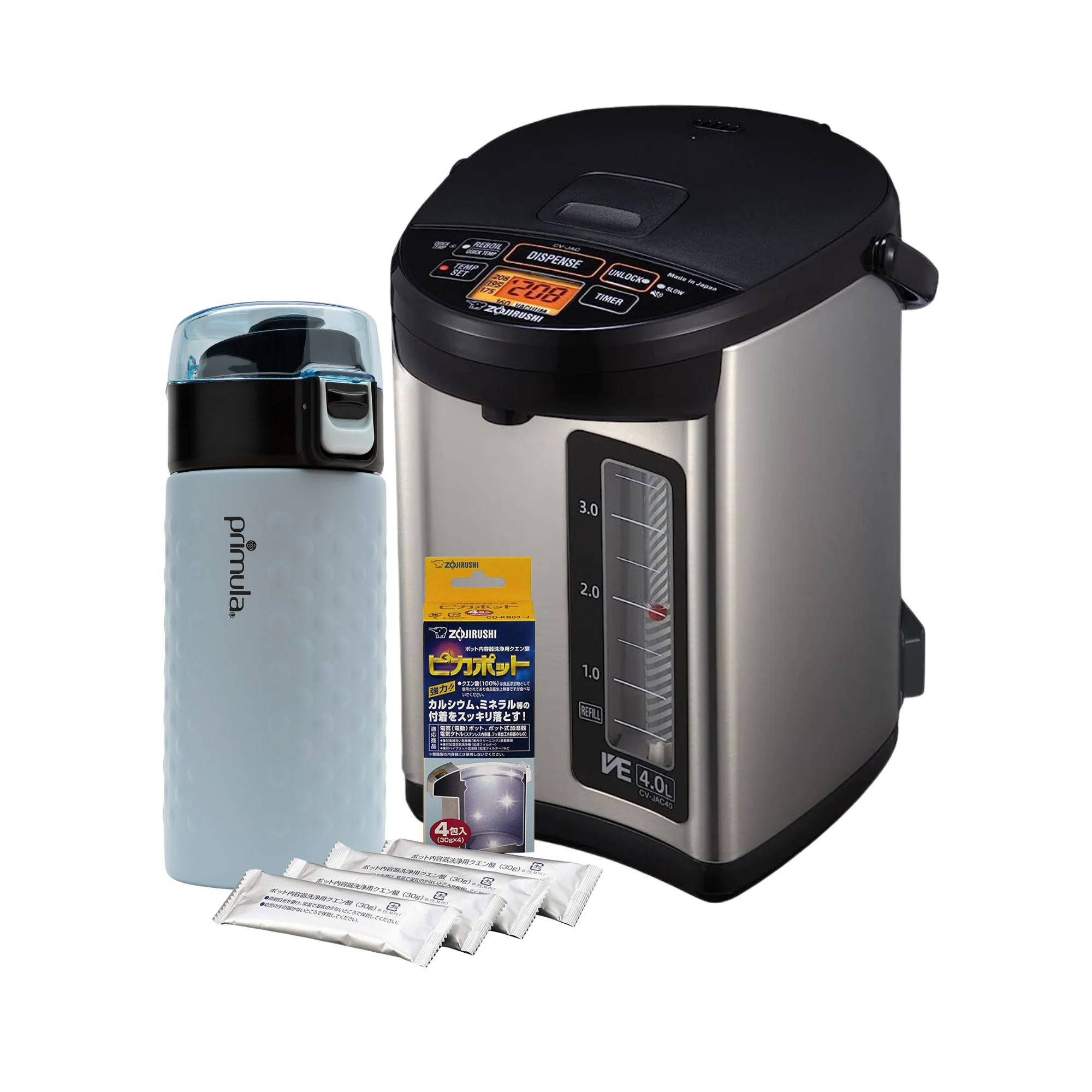 Zojirushi Water Boiler and Warmer 4.0-Liter (Black) w/Container Cleaner Bundle