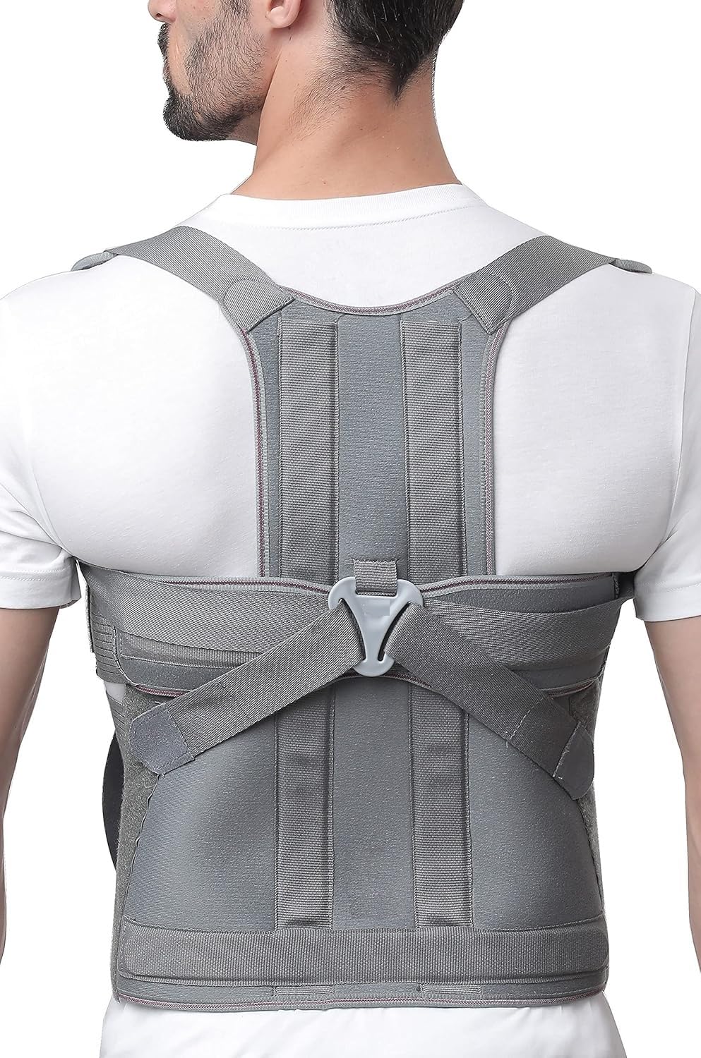 Universal Back Support Brace, Grey, Adjustable, Nylon Material, 1 Unit