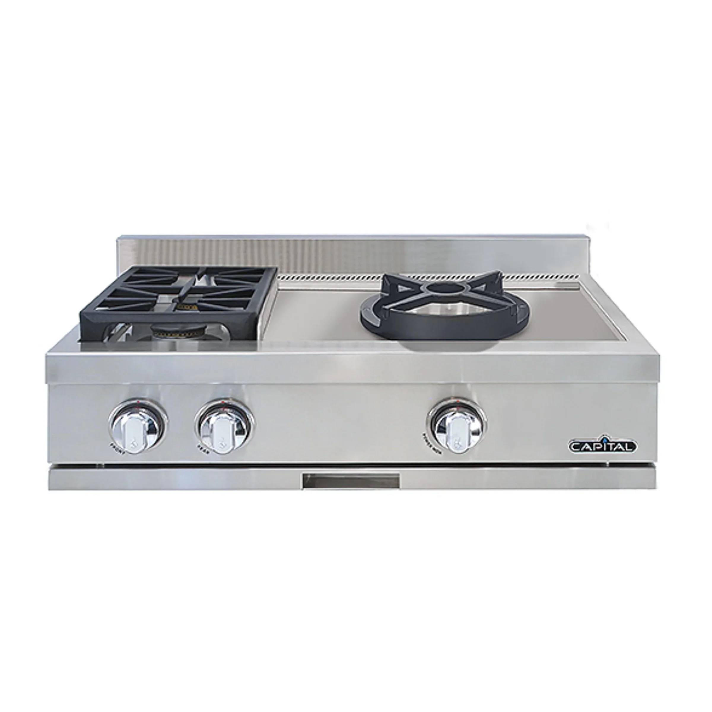 Capital 30-Inch Rangetop in Stainless Steel with 2 Sealed Burner & Open Burner Wok (GRT302CW)