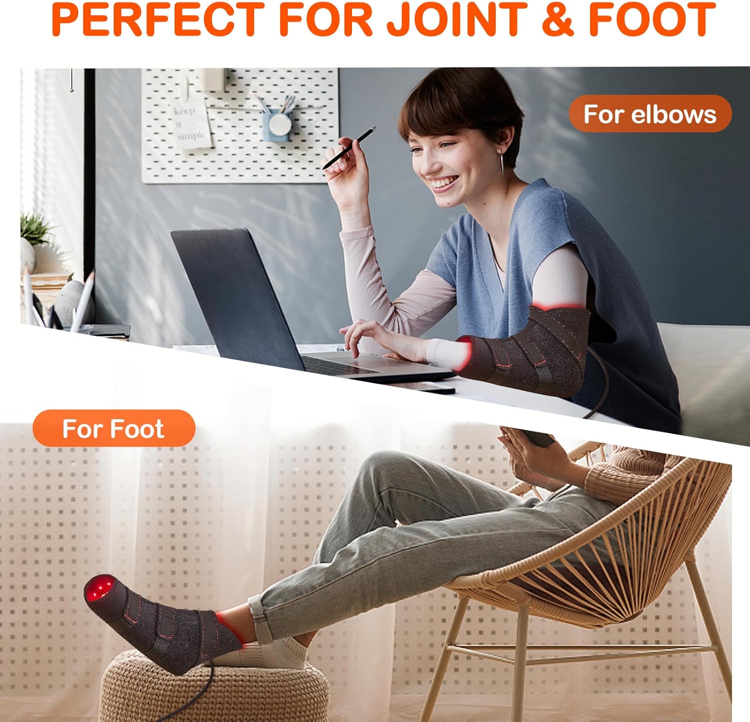 JOBYNA 1 Pack 660nm Red Light & 850nm Infrared Light Shoe — Flickering Pulse Mode, Red Light Boots for Toes & Foot & Ankle Wrap, One Size Fits All