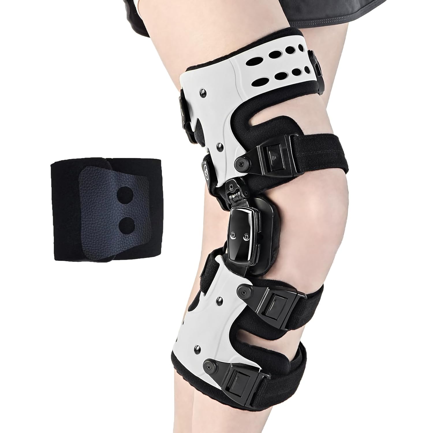 OA Unloader Knee Brace - Arthritis Pain Relief, Osteoarthritis, Bone on Bone Knee Joint Pain, Cartilage Defect Repair, Avascular Necrosis Hinged, Degeneration (White Right)
