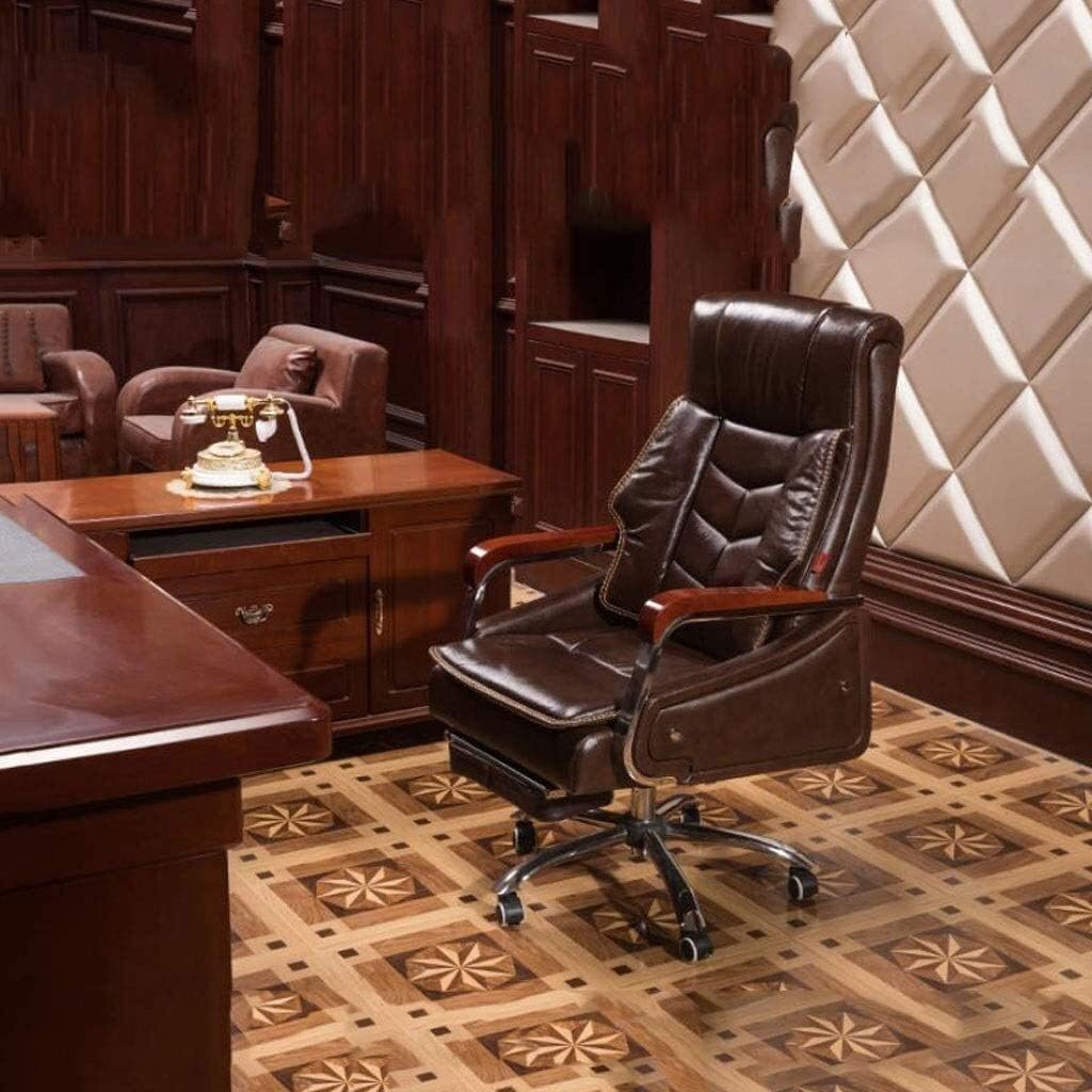 High-Back Leather Executive Swivel Adjustable Swivel Office Desk Chair with Armrests Lumbar Support Desk Ergonomic Chair Leather Business Backrest Chair Ergonomic Design Office Chair (Coffee )