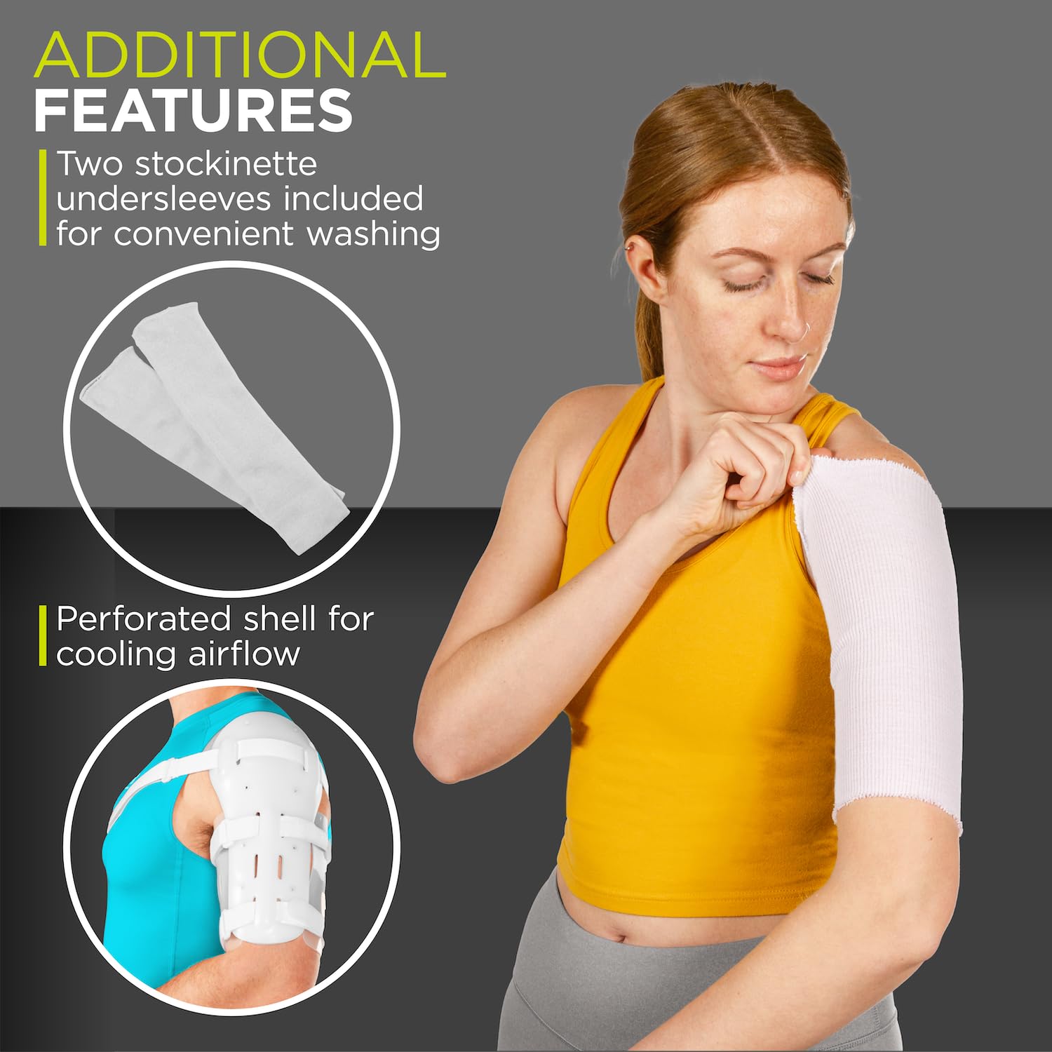 BraceAbility Sarmiento Brace - Humeral Shaft Fracture Splint Cast for Broken Upper Arm, Shoulder, Bicep and Humerus Bone with Stockinette Support (Small)