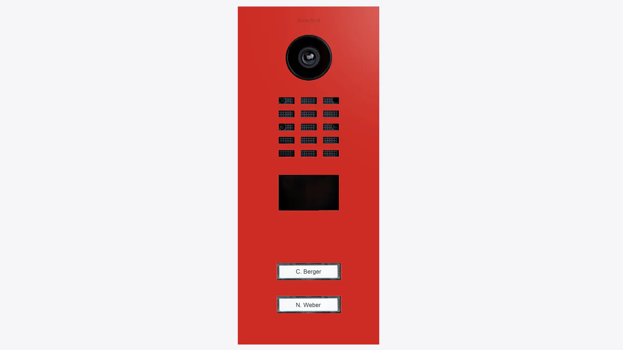 DoorBird D2102V IP Video Door Station, 2 Call Button in Pure Red, RAL 3028