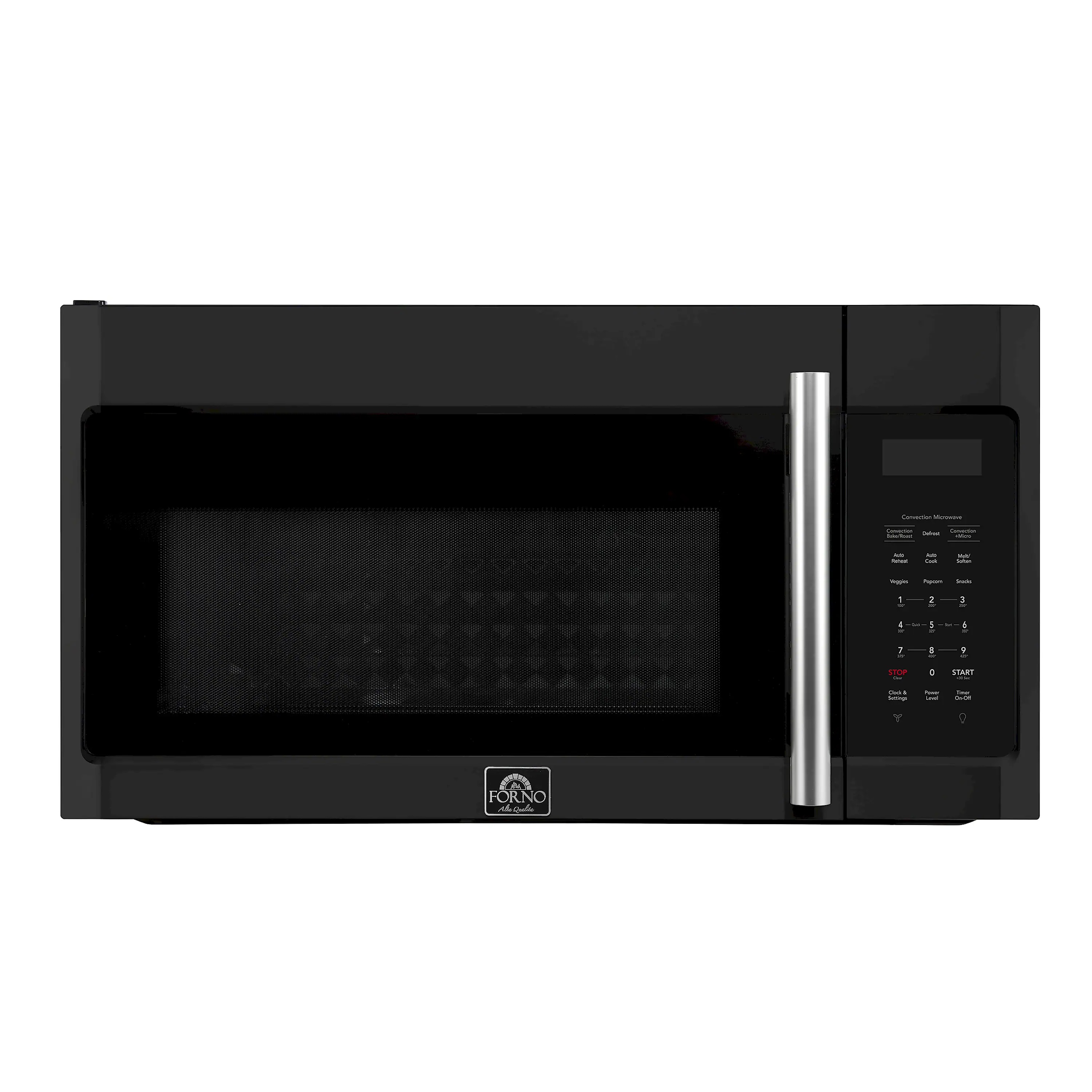 Forno Fornace 30-Inch Over-the-Range Convection Microwave in Black with Stainless Steel Handle 鈥?1.5 cu.ft, 300 CFM Vent, Touch Control, LED Light (FOTR3038-30BLK)