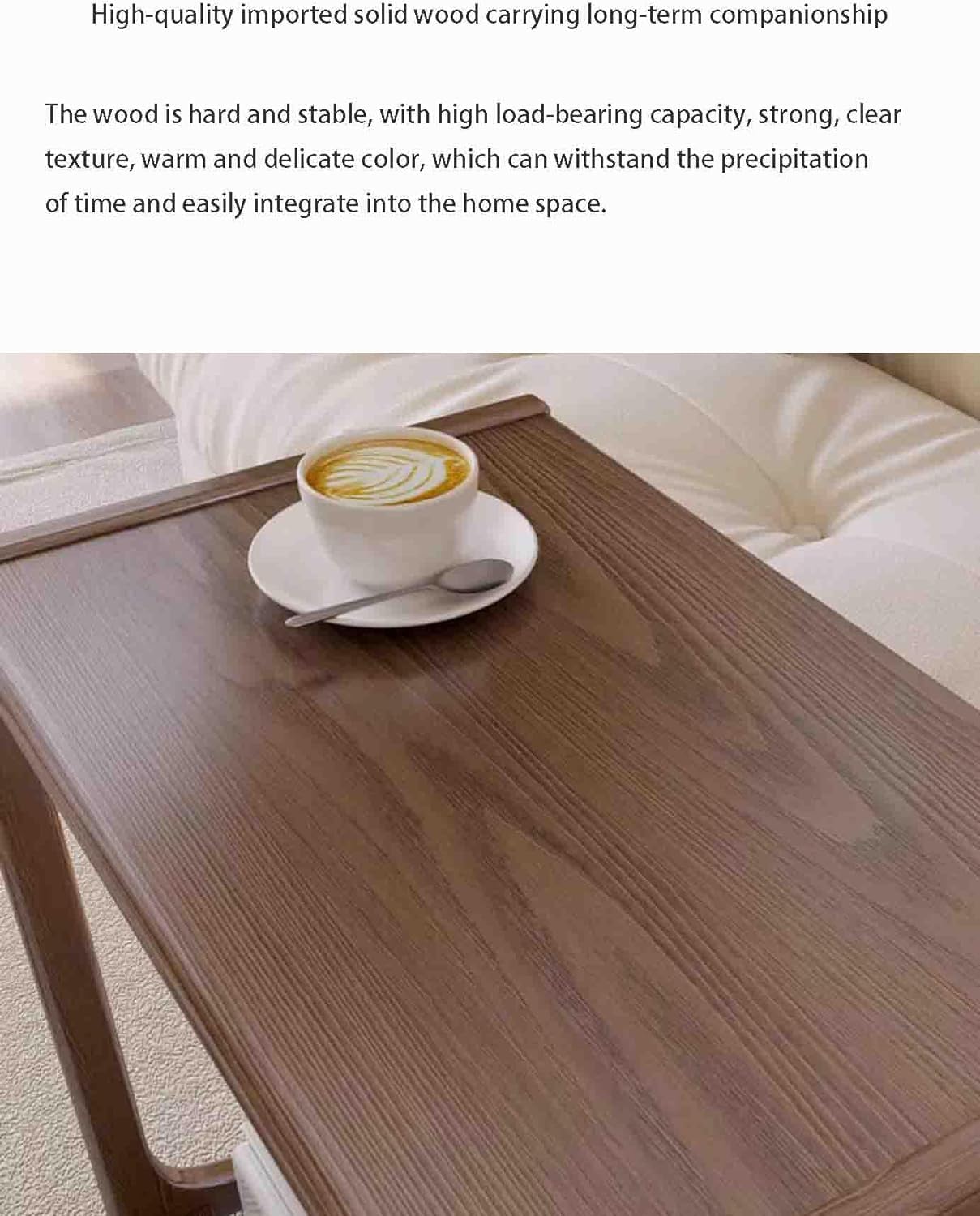 Overbed Table with Wheels,Solid Wood Sofa Side Cabinet Movable Table Living Room C-Shaped Tea Table,Hospital and Home Medical Use(Size:40cm,Color:Wood Color)