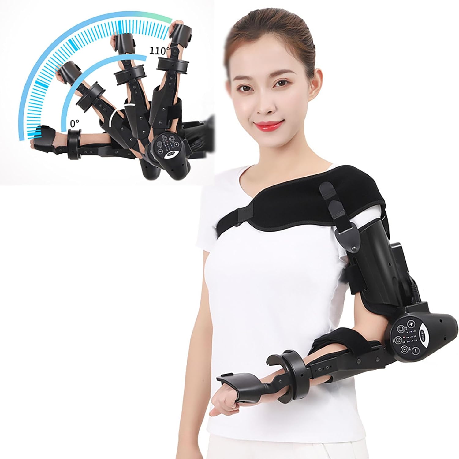Hinged Elbow Brace Adjustable Support – Elbow Stabilizer Brace with Range of Motion Control, Anti-Hyperextension Protection & Intelligent Timing, Fits Right or Left Arm Left arm