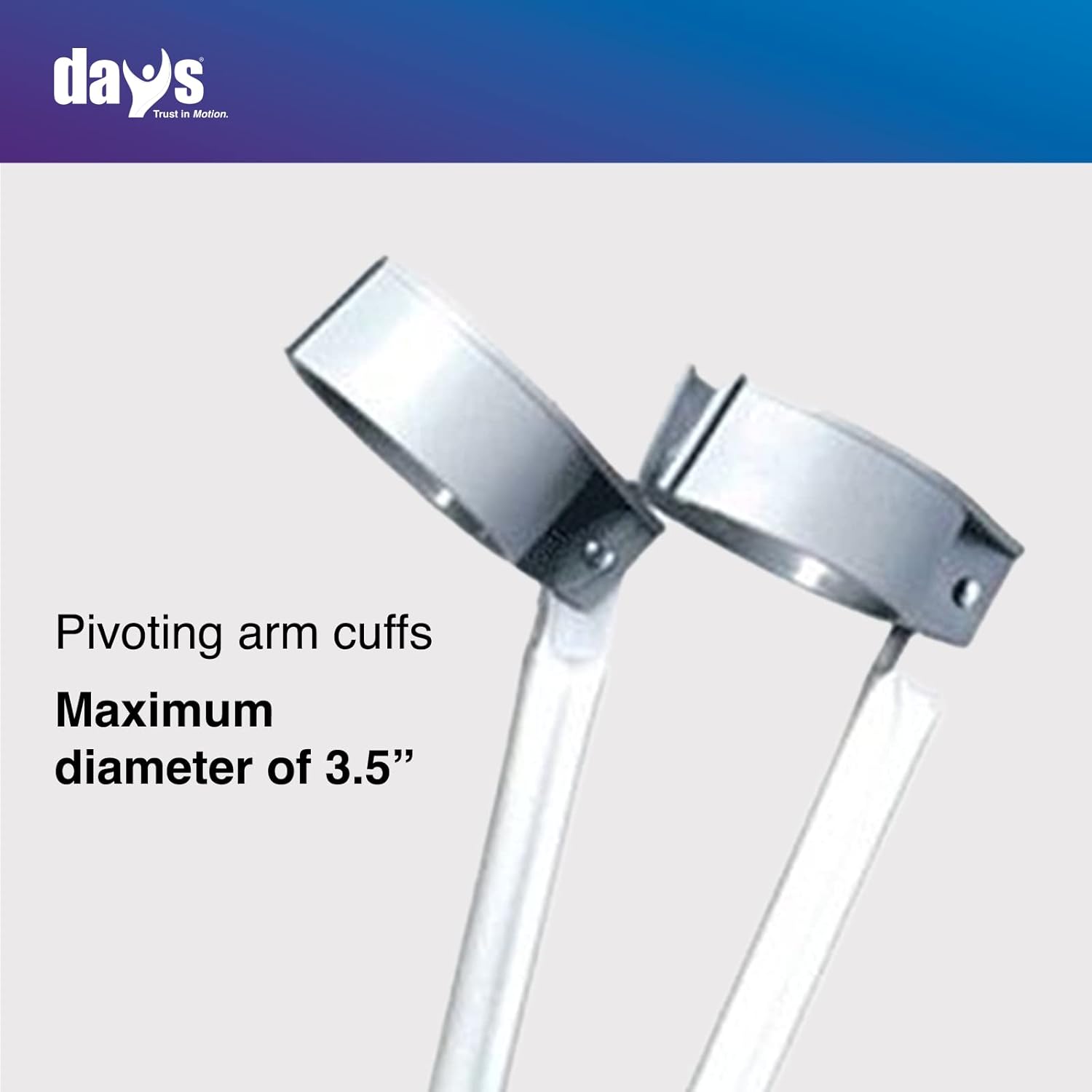 Days Forearm Crutches, Tall Adult Size, Turning Arm Cuffs and Crutches Support Legs After Injury or Surgery, Adjustable Height and Handle Crutches for Elderly, Handicapped, and Disabled users