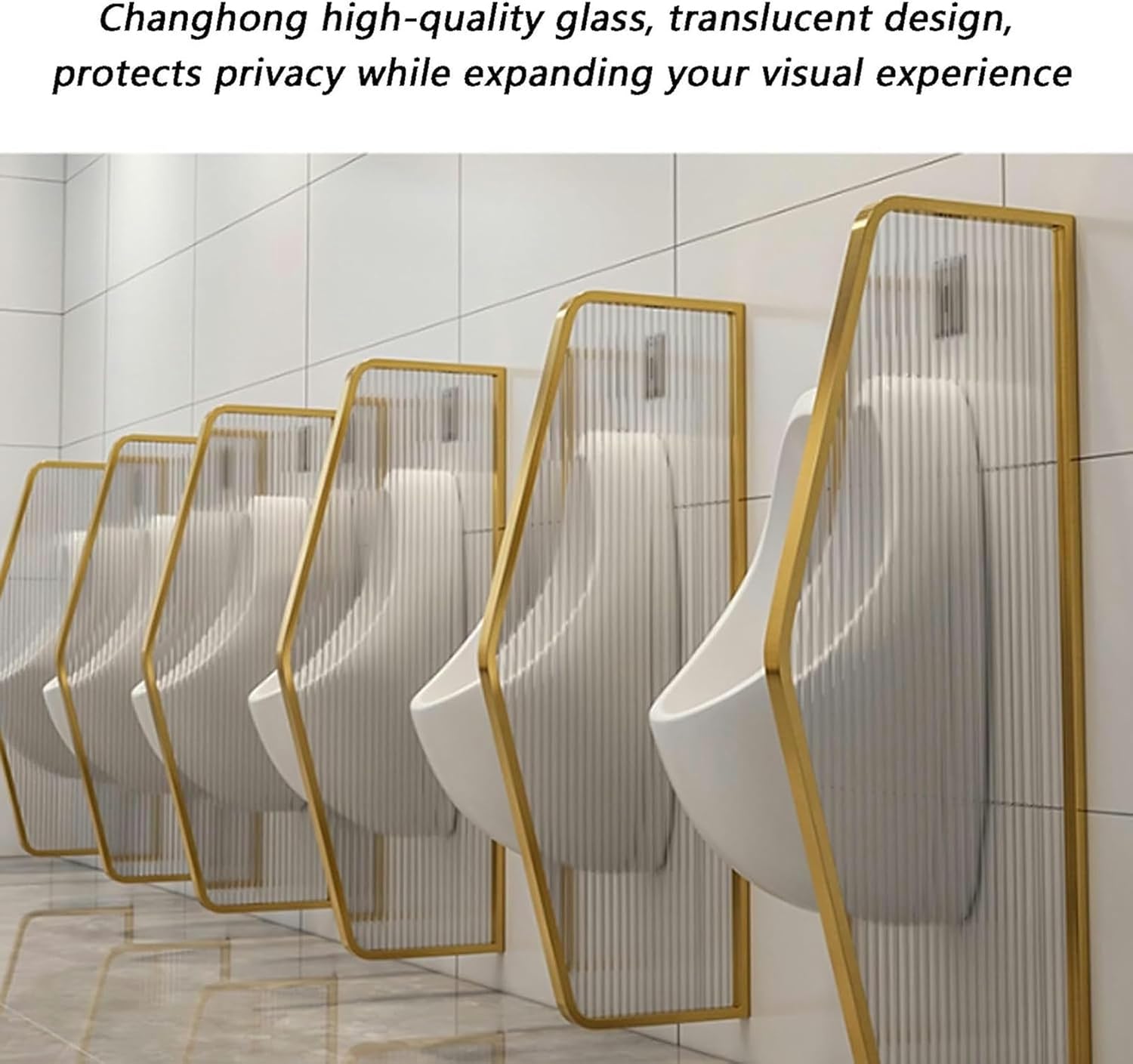 Men public toilet urinal privacy screen restroom partitions tempered glass toilet baffle with stainless steel frame Hotel Bathroom Urinal Screen Partition For use in bars and restaurants ( Color : Bla