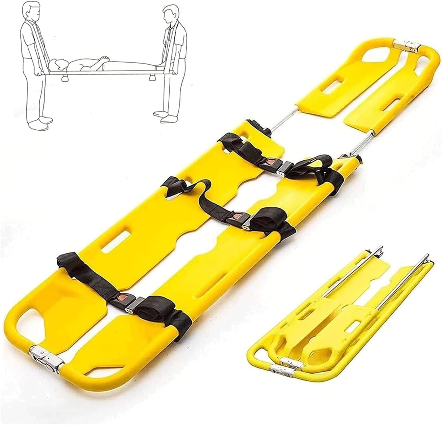 Portable Emergency Stretcher - Foldable Medical Scoop for Patient Transport, Adjustable Lightweight Rescue Board, Max Load 350LB, First Aid Equipment for Hospitals & Outdoor Use