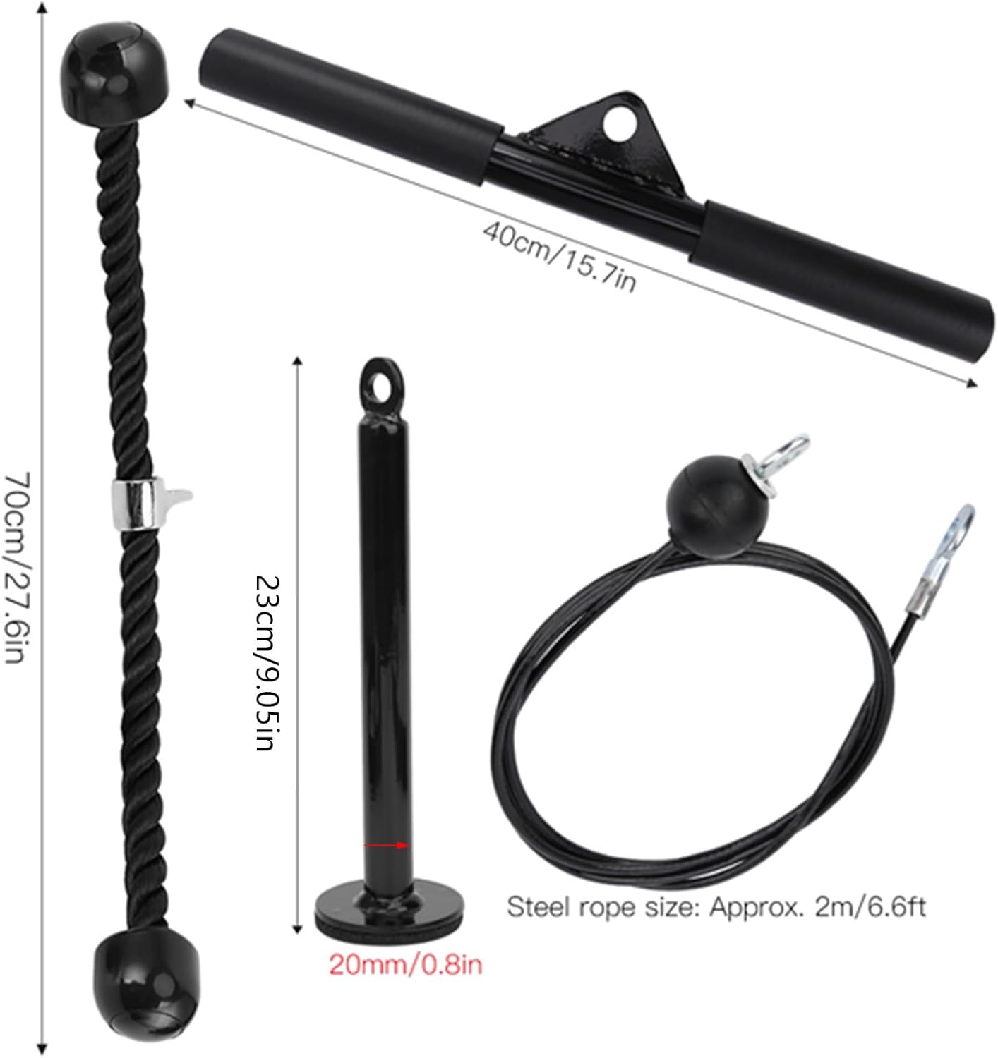 GOTOTOP 9Pcs DIY Fitness Equipment Set, Durable Steel and Nylon Workout Gear for Home Gym, Arm and Forearm Strength Training Equipment, Easy to Use Pulley System for Home and Gym Users