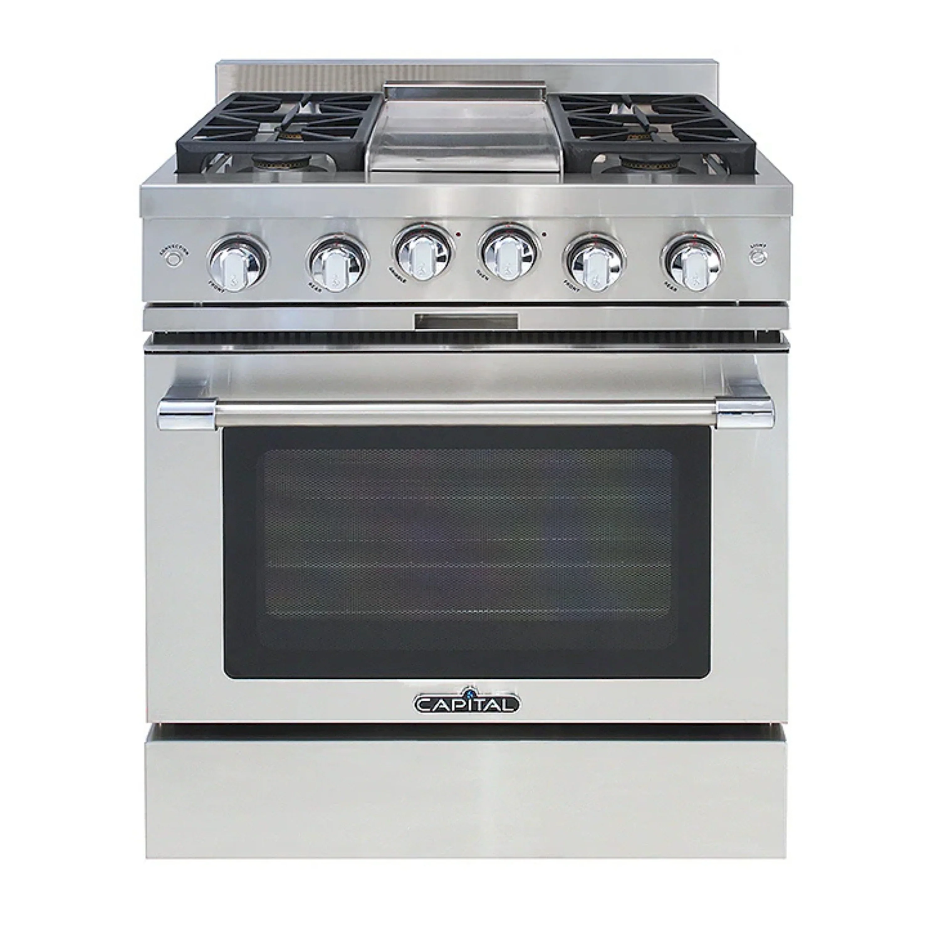 Capital 30-Inch Classic Chef Gas Range in Stainless Steel with 4 Sealed Burners & Griddle (MCR302G2)