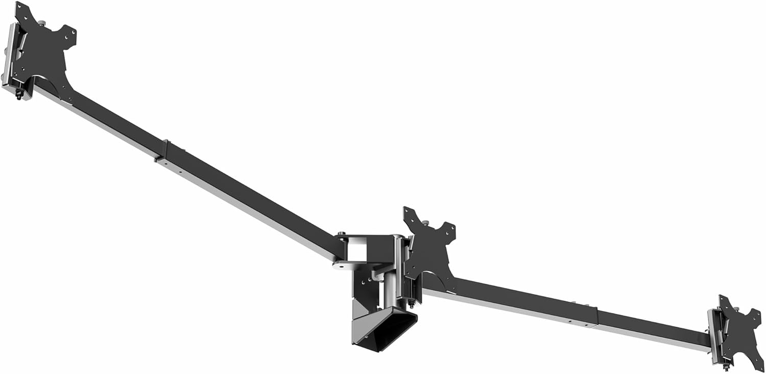 VIVO Premium Triple Monitor Wall Mount for 3 Screens up to 22 lbs, Fits up to 38 inch Ultrawides on Center Bracket, Adjustable Telescoping Arms, Flush Wall Setup, Black, MOUNT-TS03C