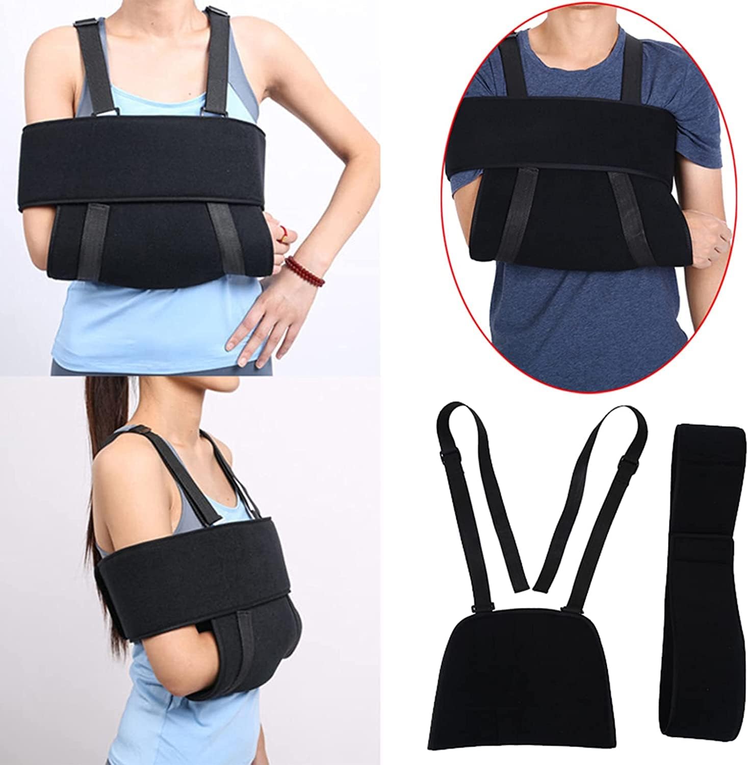 Arm Sling Shoulder Brace Elbow Shoulder Arm Sling Fixation Joint Brace Broken Boom Forearm Strap Adjustable Medical Arm Wrist Fracture Sling Support,L