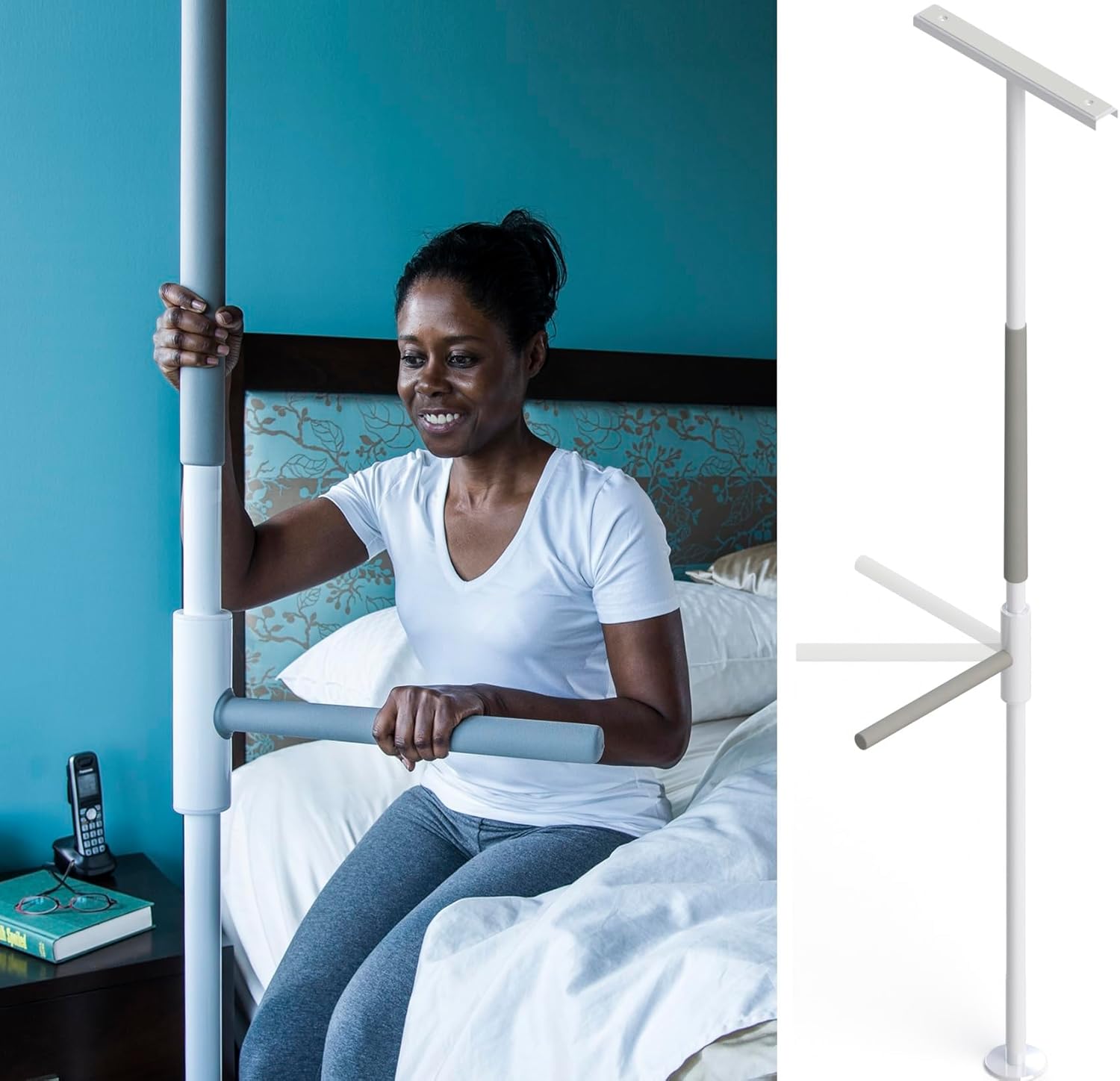 HEALTHCRAFT SuperBar, (8-Feet) Transfer Pole with Pivoting Grab Bar (16