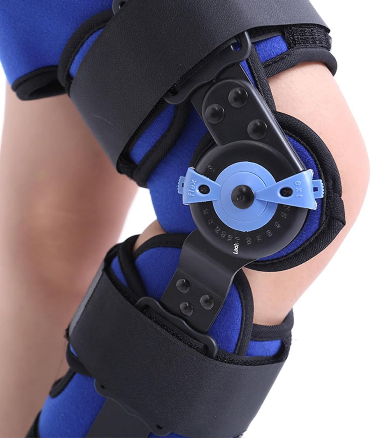 PopieL Men Women Hinged ROM Knee Brace, Adjustable Knee Brace Bracket, Corrective Knee Brace for Fractures, Ligament Strains, and Meniscus Tears, Left or Right Leg
