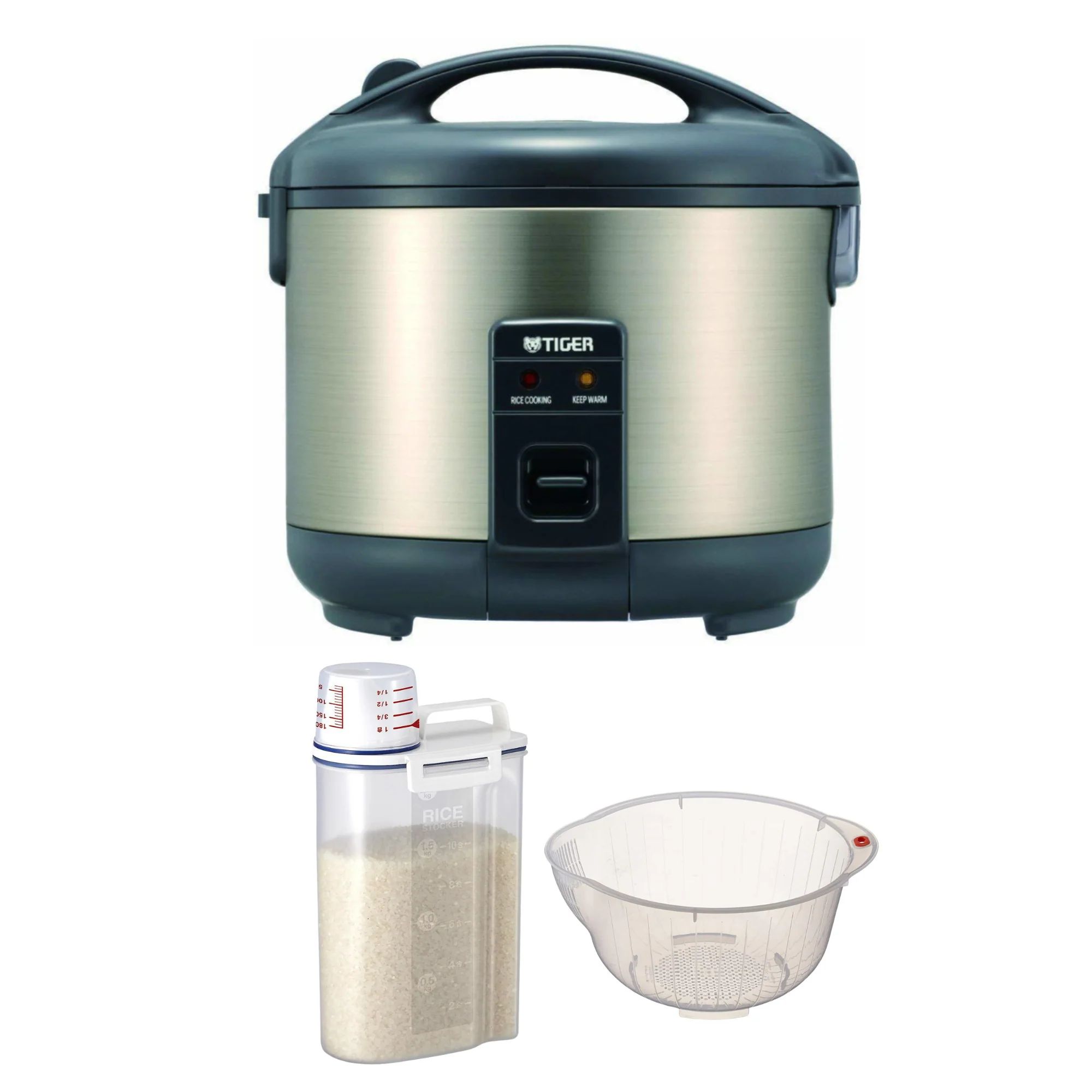 Tiger JNP-S15U Stainless Steel 8-Cup Conventional Rice Cooker (Satin) Bundle
