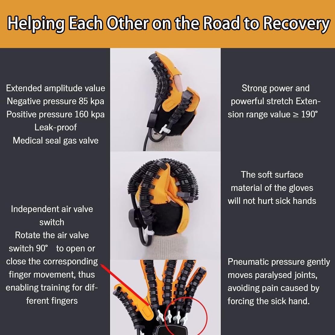 Rehabilitation Robot Gloves, Multi-Modal Rehabilitation Training Gloves, Portable Hemiplegia Finger Rehabilitation Trainer, Finger Splint for Hand Rehabilitation(A,Left Hand L)