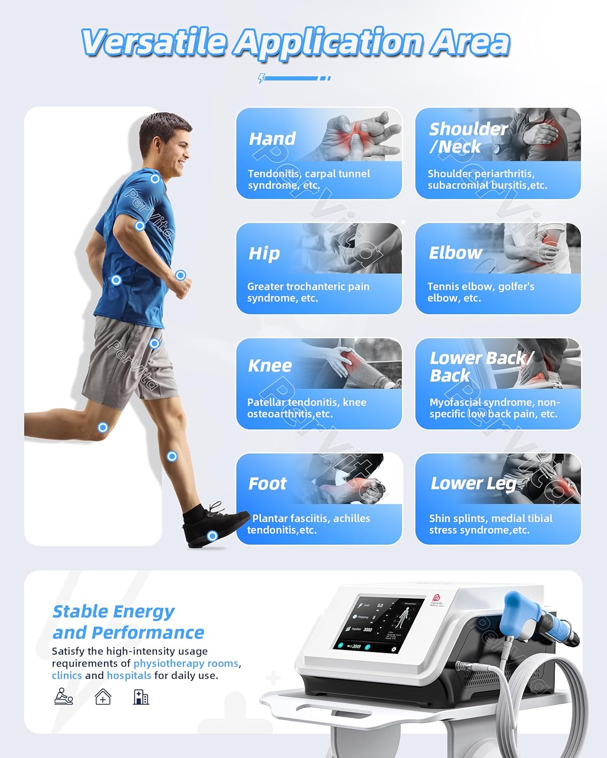 Extracorporeal Shock Wave Therapy ESWT Machine for Joint and Muscle Pain Relief, Muscle and Bone Tissue Regeneration, Painless, Non-Invasive, No Side Effects, PSP20
