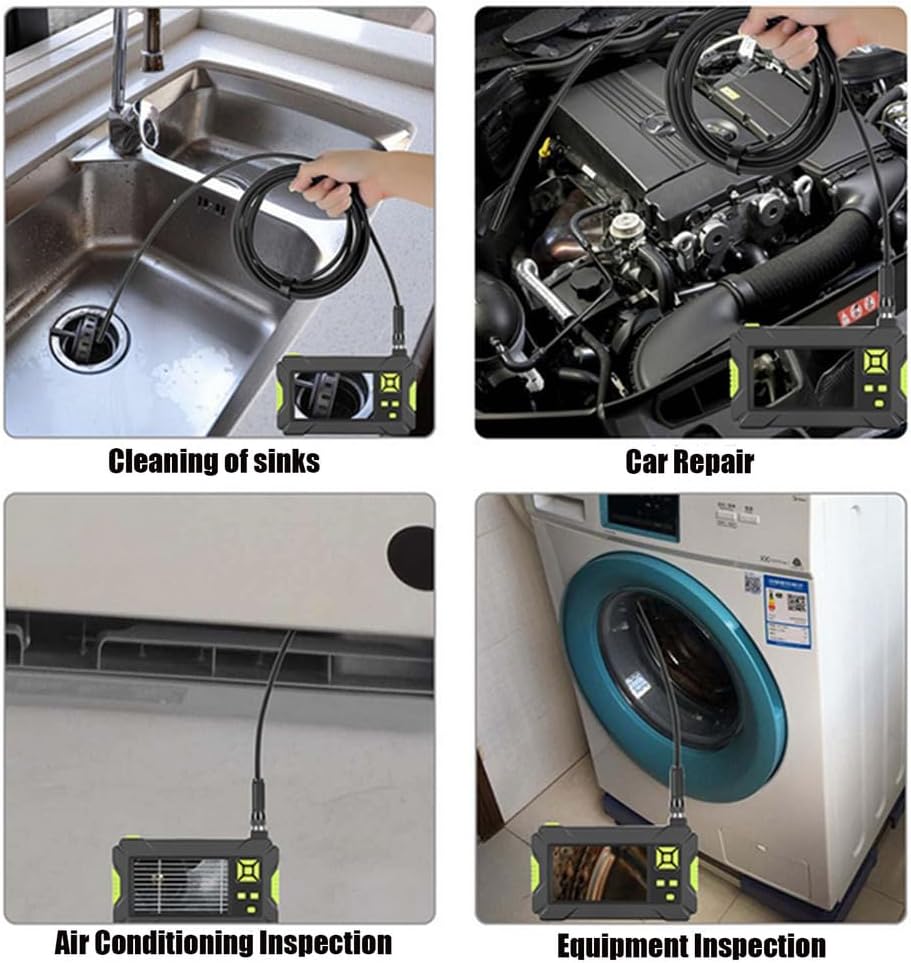 10m,YXINHONGYUE 4Cm-500Cm Handheld Sewer Snake Endoscope, Small 4.3Inch Explosion-Proof Industrial Inspection Camera 6 Adjustable LEDs for Home Use,Sink