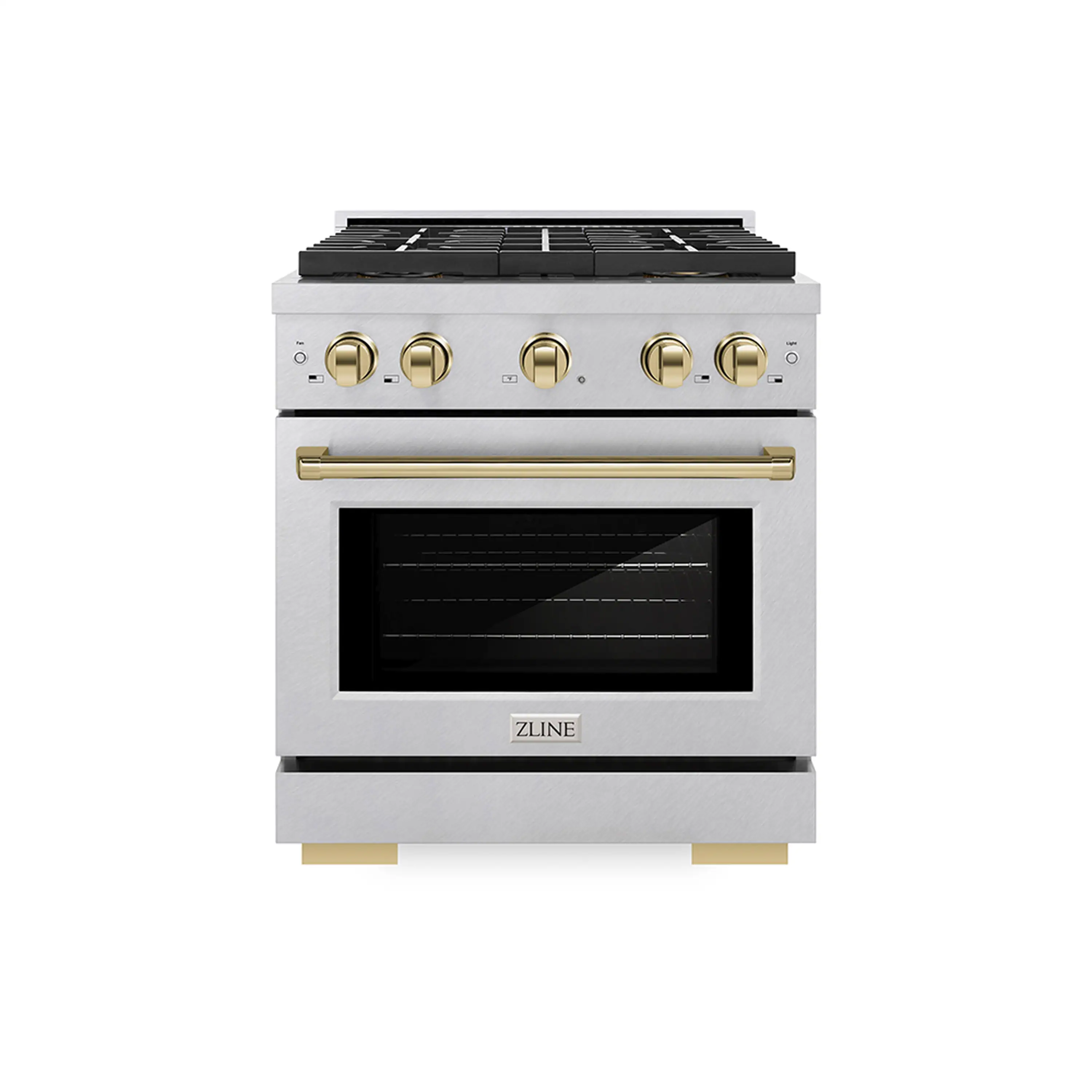ZLINE Autograph Edition 30-Inch 4.2 cu. ft. Paramount Gas Range with 4 Burner DuoPro鈩?Cooktop and Convection Gas Oven in Satin Stainless Steel and Polished Gold Accents (PSGRSZ-30-G)